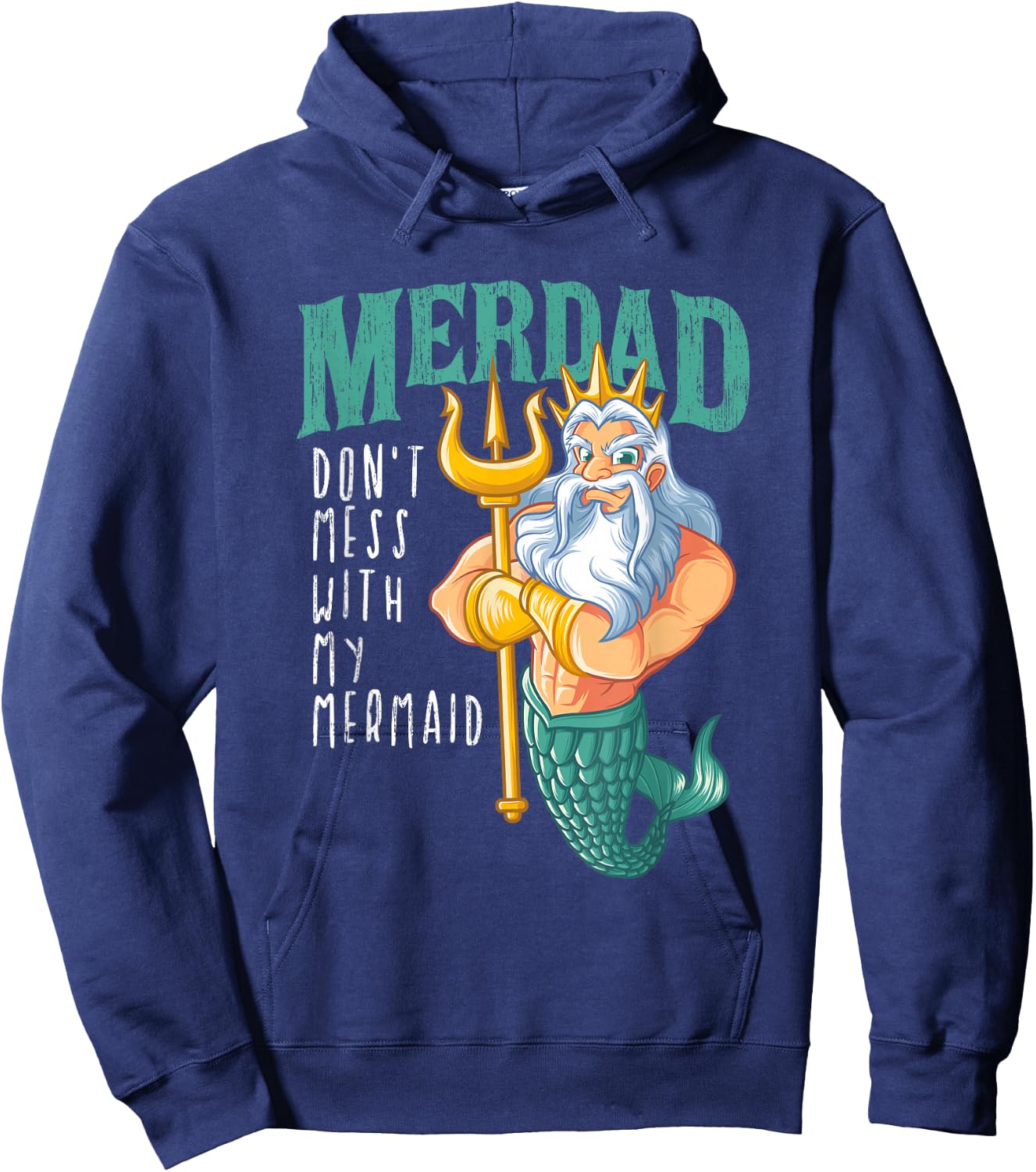 Funny Merdad Mermaid Dad Merman Security Birthday Men Gifts Hoodie - Hoodie | Navy