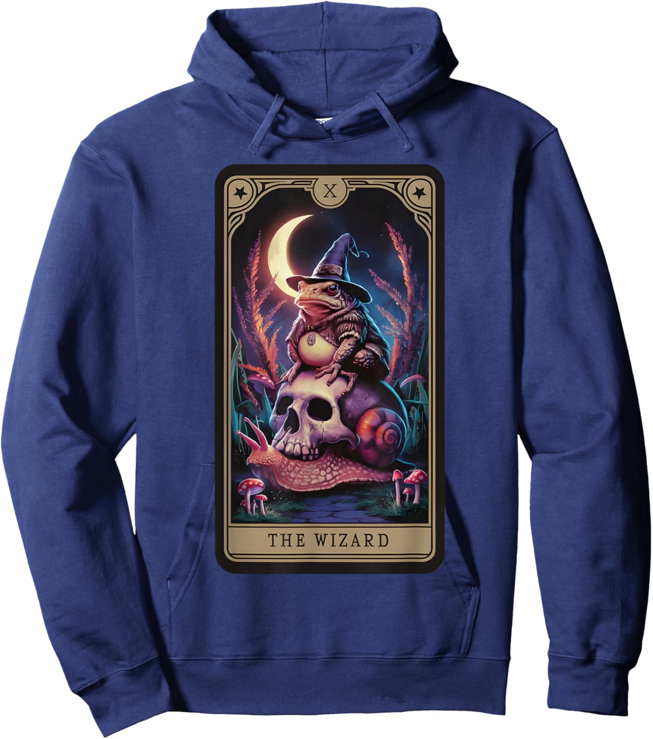 The Wizard Tarot Witchy Frog Riding Skull Snail Goblincore Hoodie - Hoodie | Navy