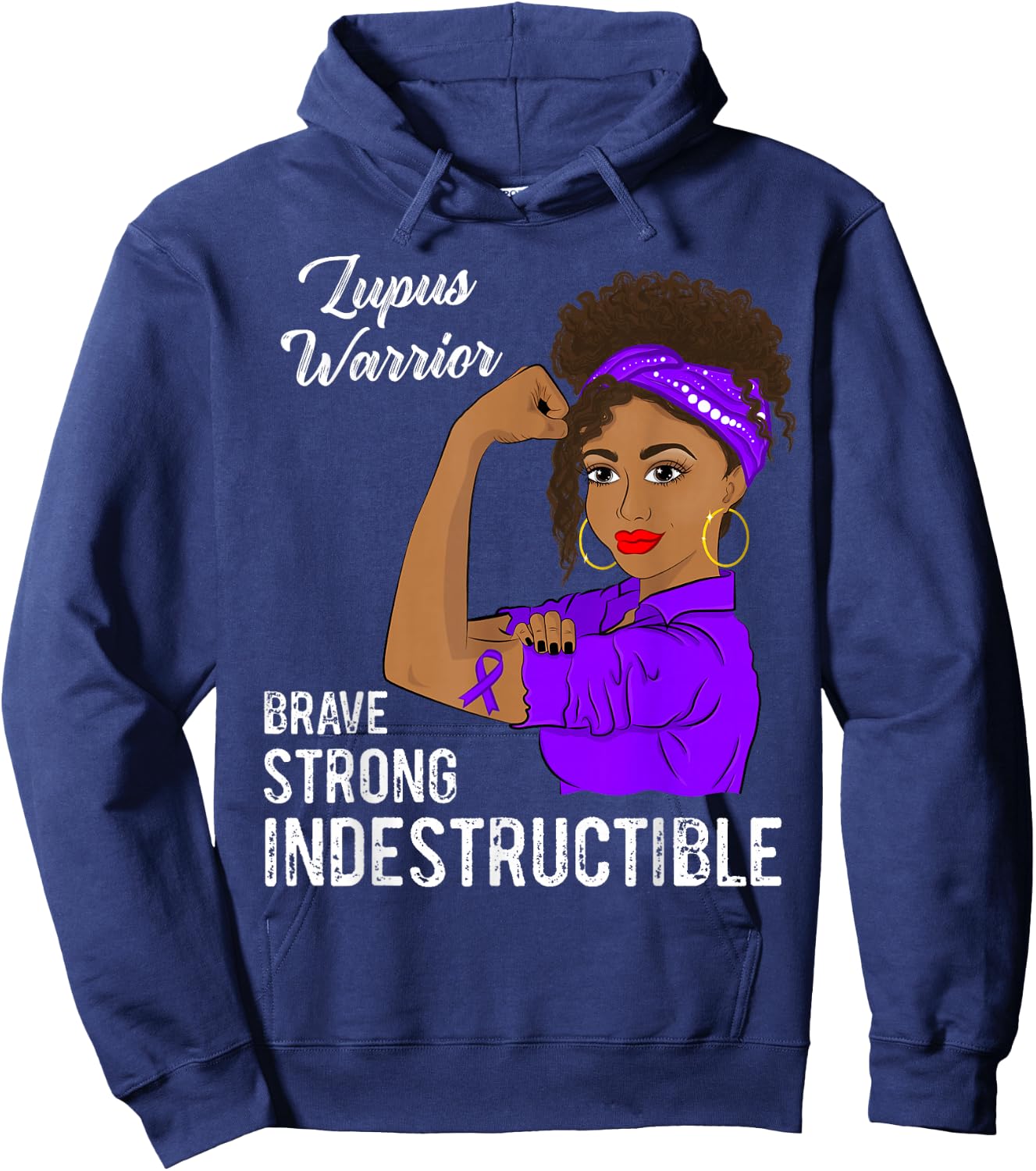 Lupus Warrior Indestructible Survivor Awareness Hoodie - Hoodie | Navy