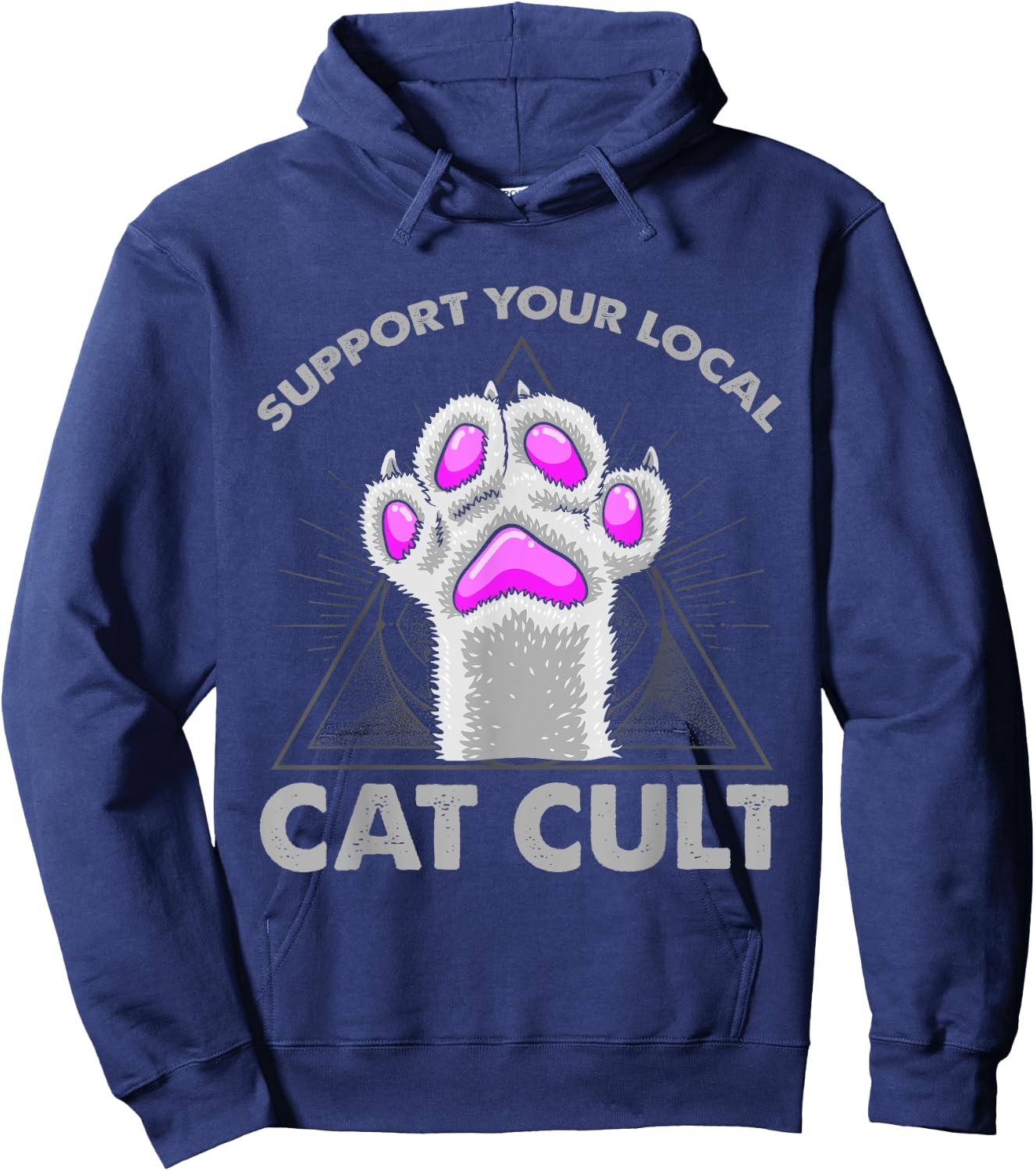 Goth Evil Cat T Shirt Support Your Local Cat Cult Satanic Men Women Girls Kids Hoodie - Hoodie | Navy