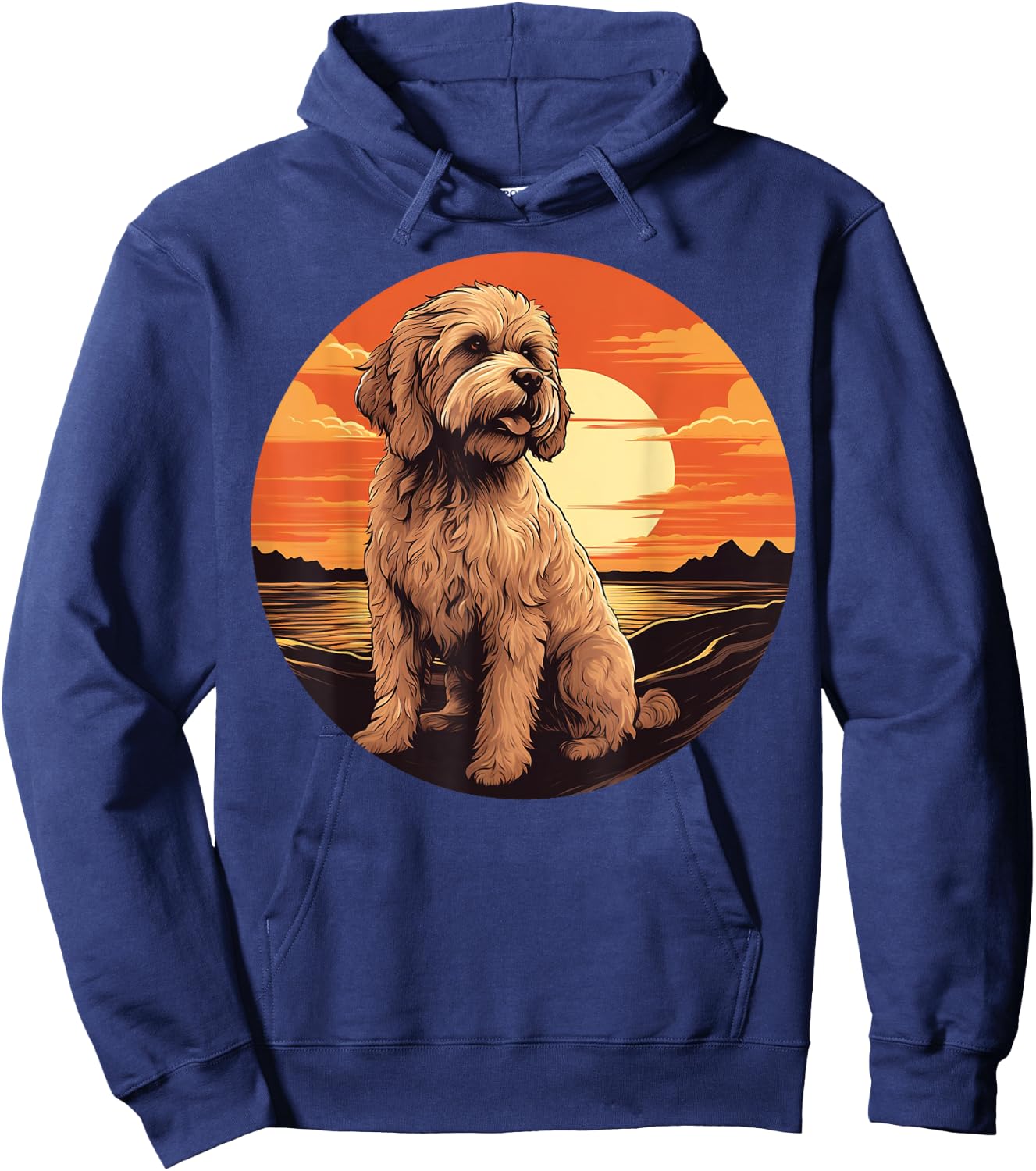 Retro Vintage Labradoodle Dog Sunset Goldendoodle Dog Girls Hoodie - Hoodie | Navy