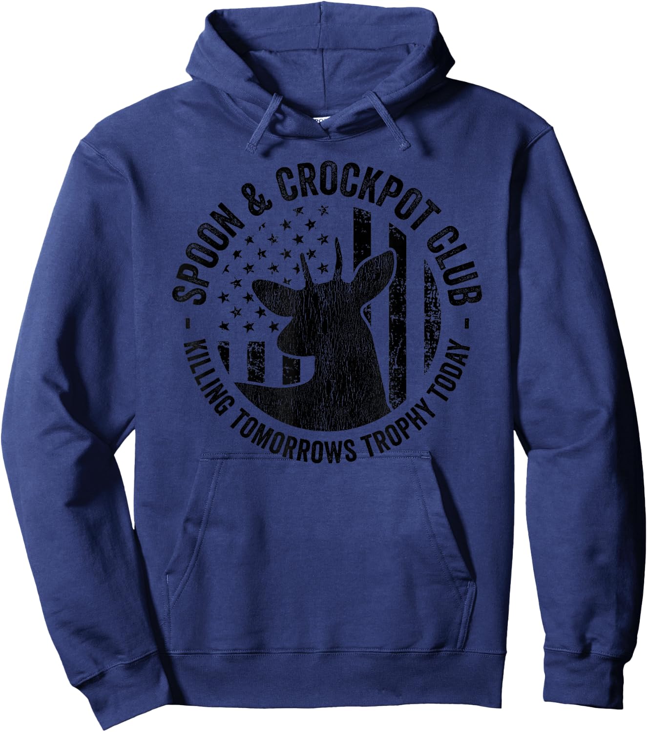 Spoon And Crockpot Club Funny Deer Hunter Hunting Joke Camo Hoodie - Hoodie | Navy