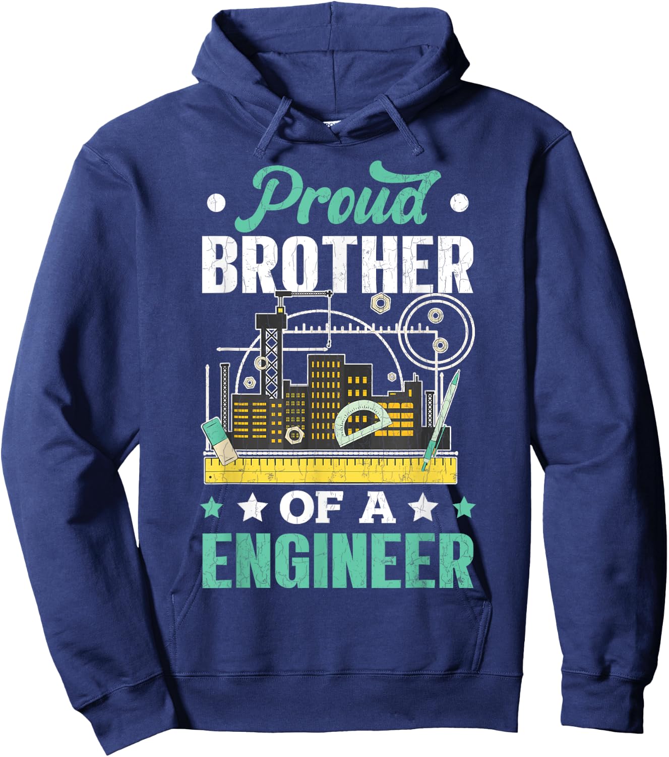 Proud Brother Of Engineer Funny Engineering Expert Graphic Hoodie - Hoodie | Navy