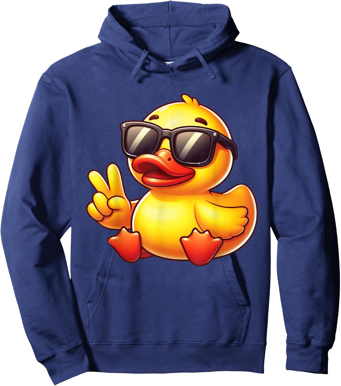 Cool Retro Yellow Rubber Duck in 70s 80s Funny Duck Hoodie - Hoodie | Navy