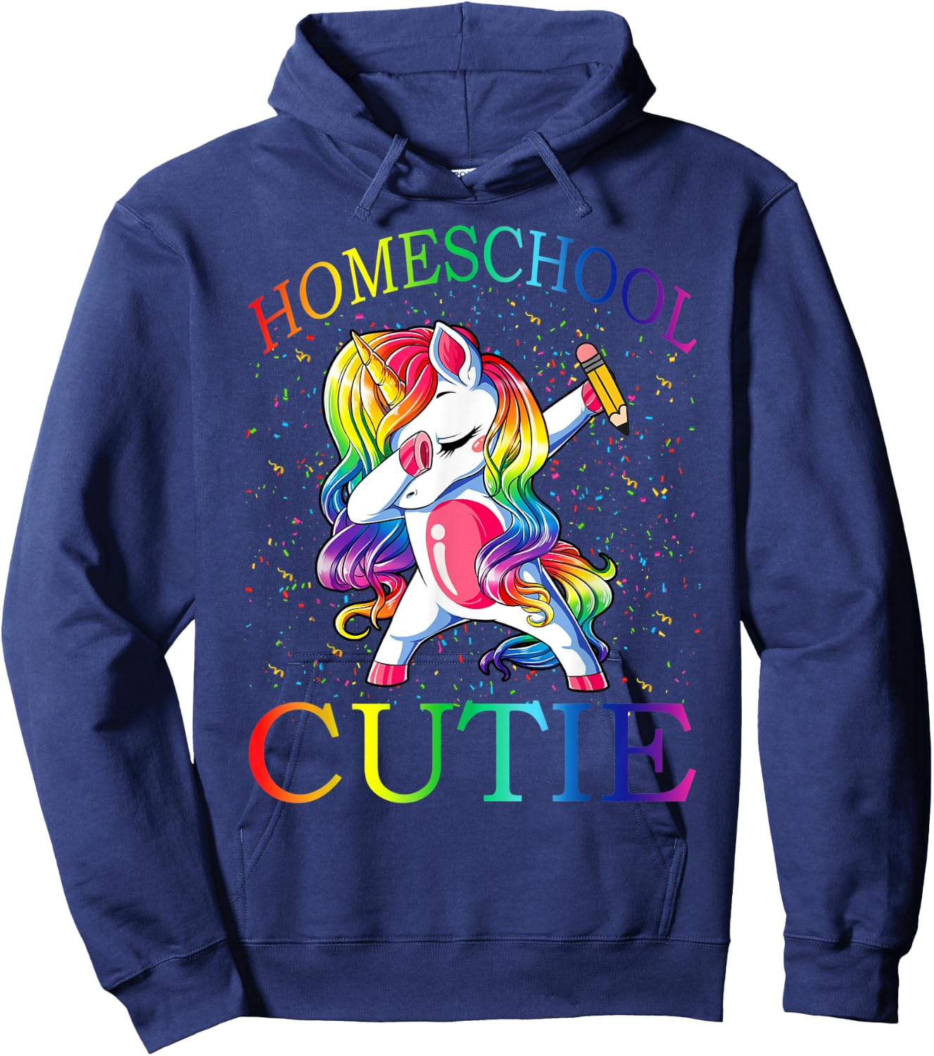 First Day Of School Homeschool Cutie Unicorn Hoodie - Hoodie | Navy