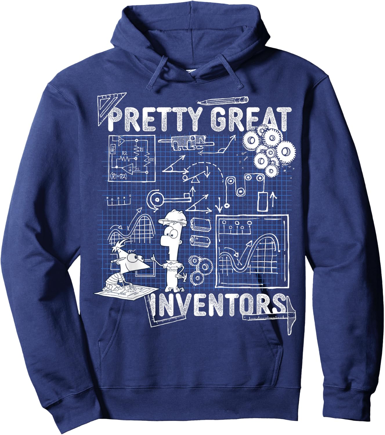 Disney Phineas and Ferb Inventions Schematic Hoodie - Hoodie | Navy