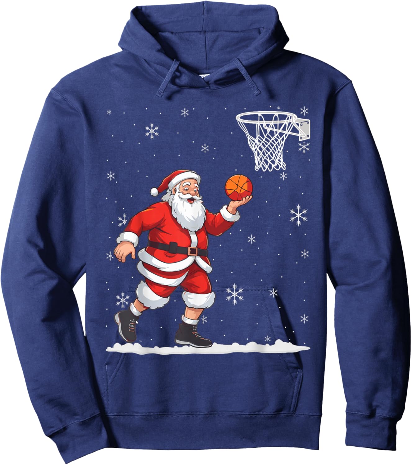 Basketball Christmas Men Boys Basketball Santa Claus Hoodie - Hoodie | Navy