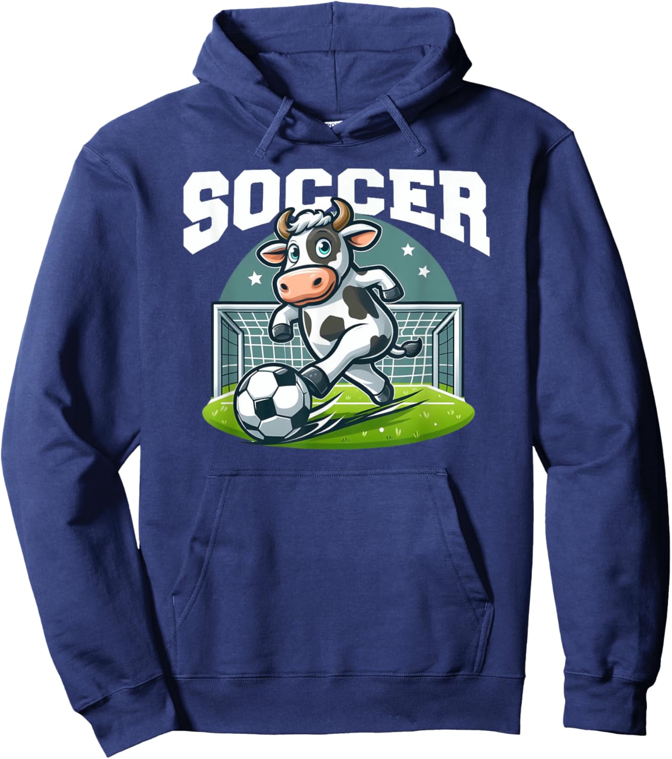 Soccer Cow Playing Soccer Games Hoodie - Hoodie | Navy