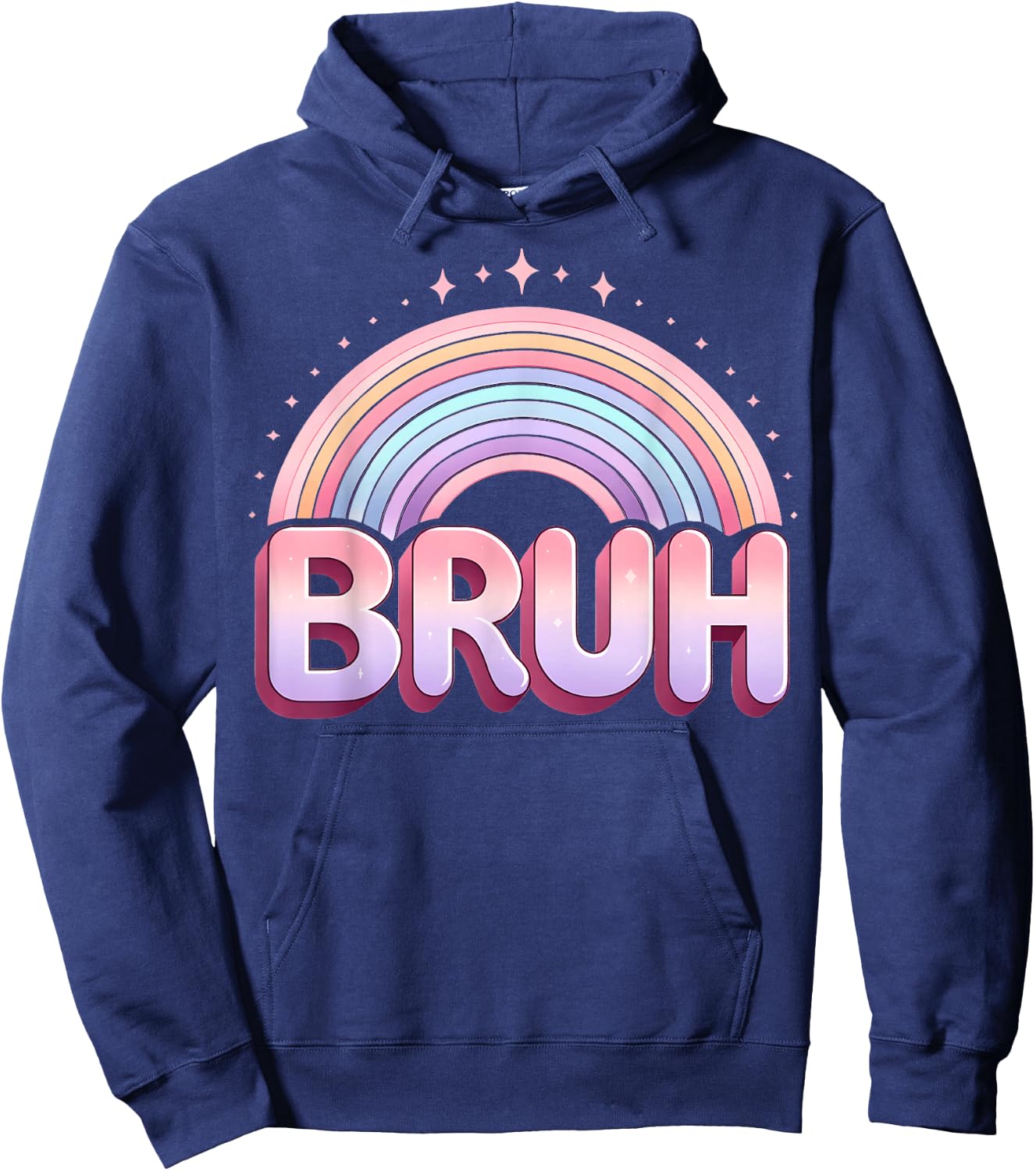 Funny Bruh Women Girls Youth Bruh Rainbow Cute For Kids Hoodie - Hoodie | Navy