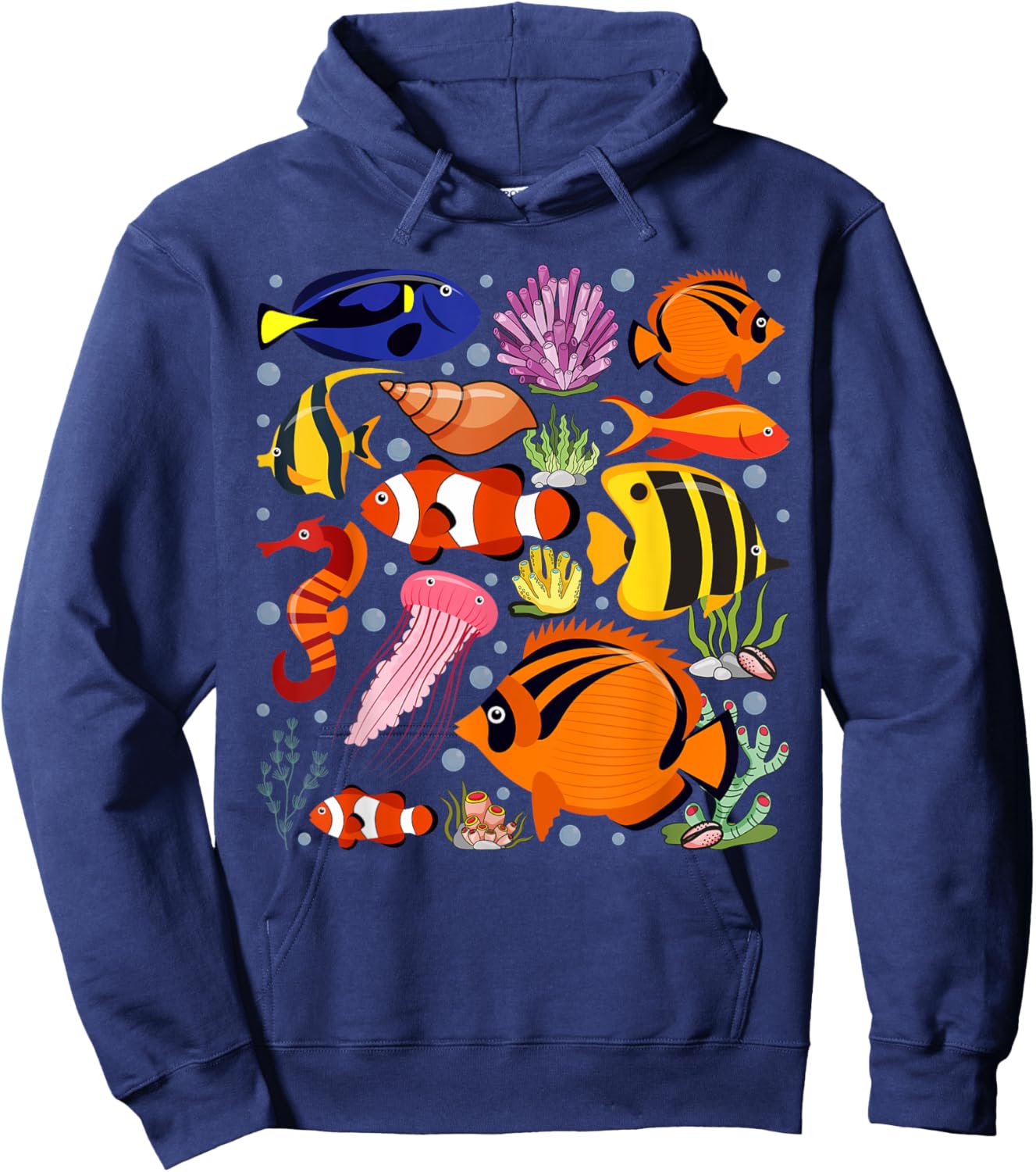 Cute Sea Animal Oceans Clownfish Aquarium Toddler Boy Girl Hoodie - Hoodie | Navy