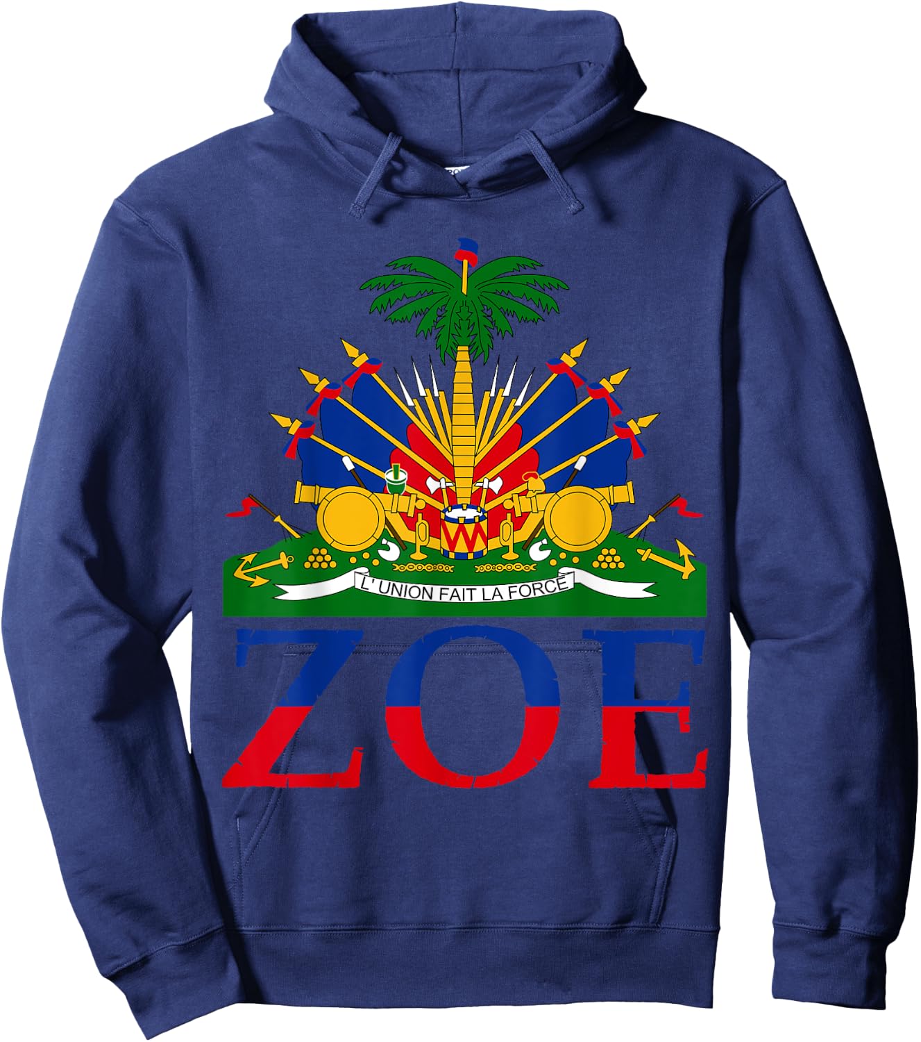Zoe | Cute Haiti Honored Flag Day Gift Hoodie - Hoodie | Navy