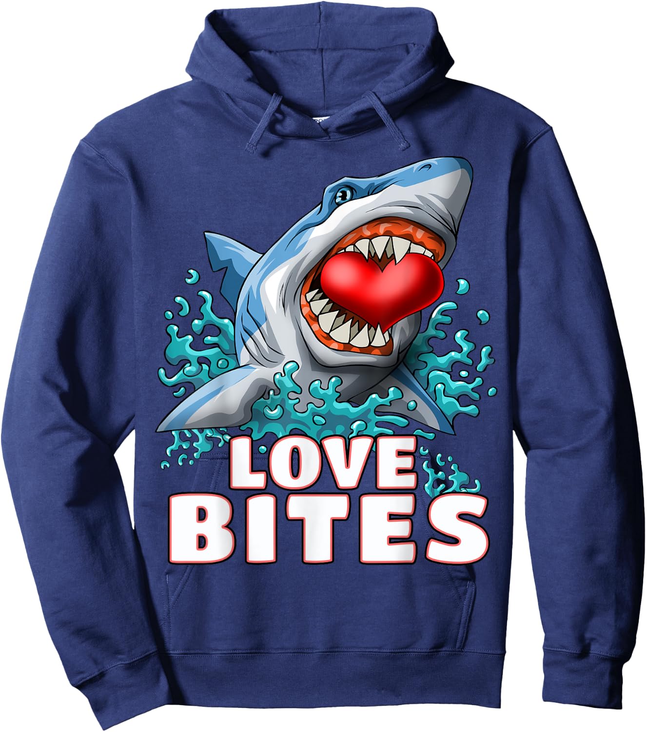 Love Bites Shark Valentines Day Shark Kids Men Jawsome Gift Hoodie - Hoodie | Navy