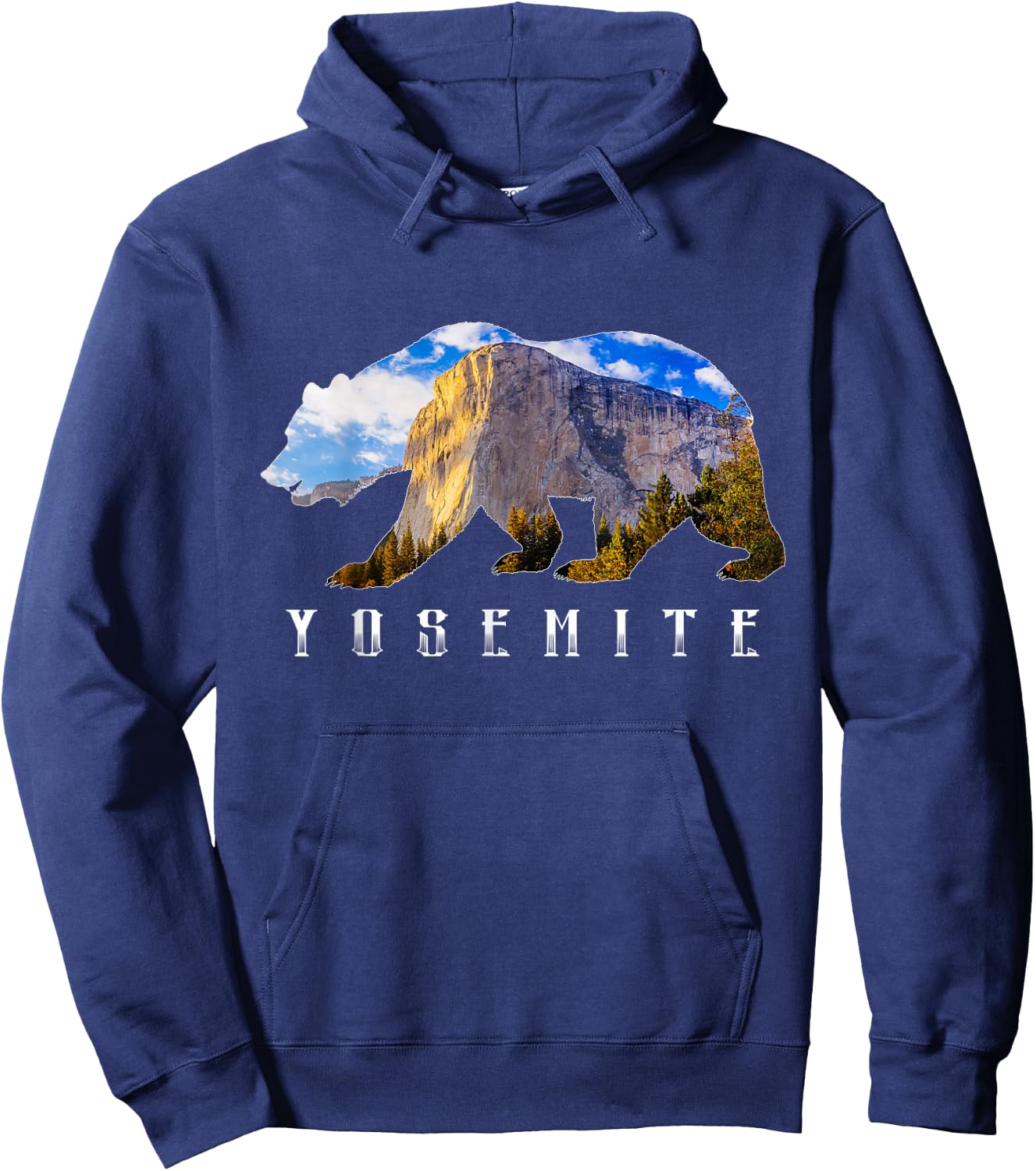 California Bear with Yosemite National Park Image Souvenir Hoodie - Hoodie | Navy