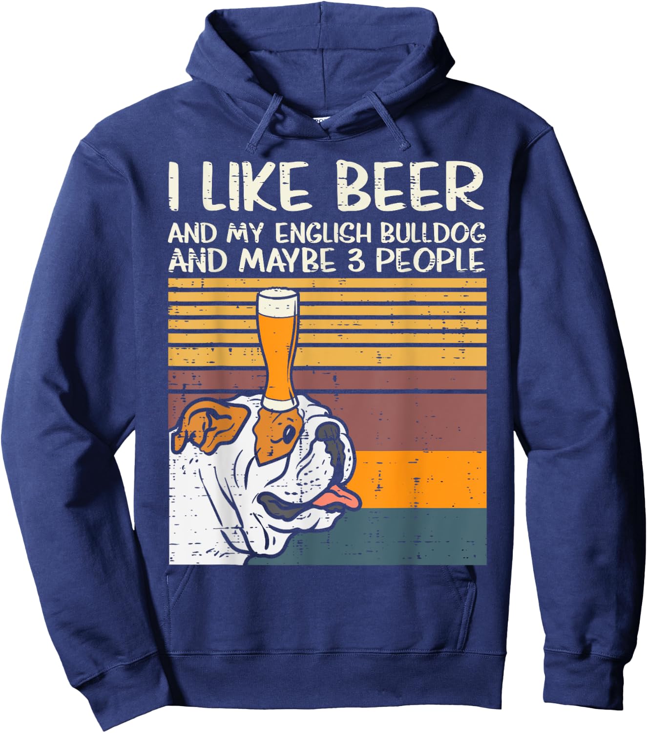 Beer English Bulldog 3 People Funny Drinking Dog Lover Gift Hoodie - Hoodie | Navy