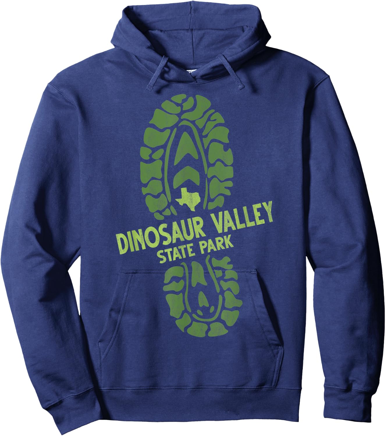 I Love Dinosaur Valley State Park Texas TX Hiking Boot Print Hoodie - Hoodie | Navy