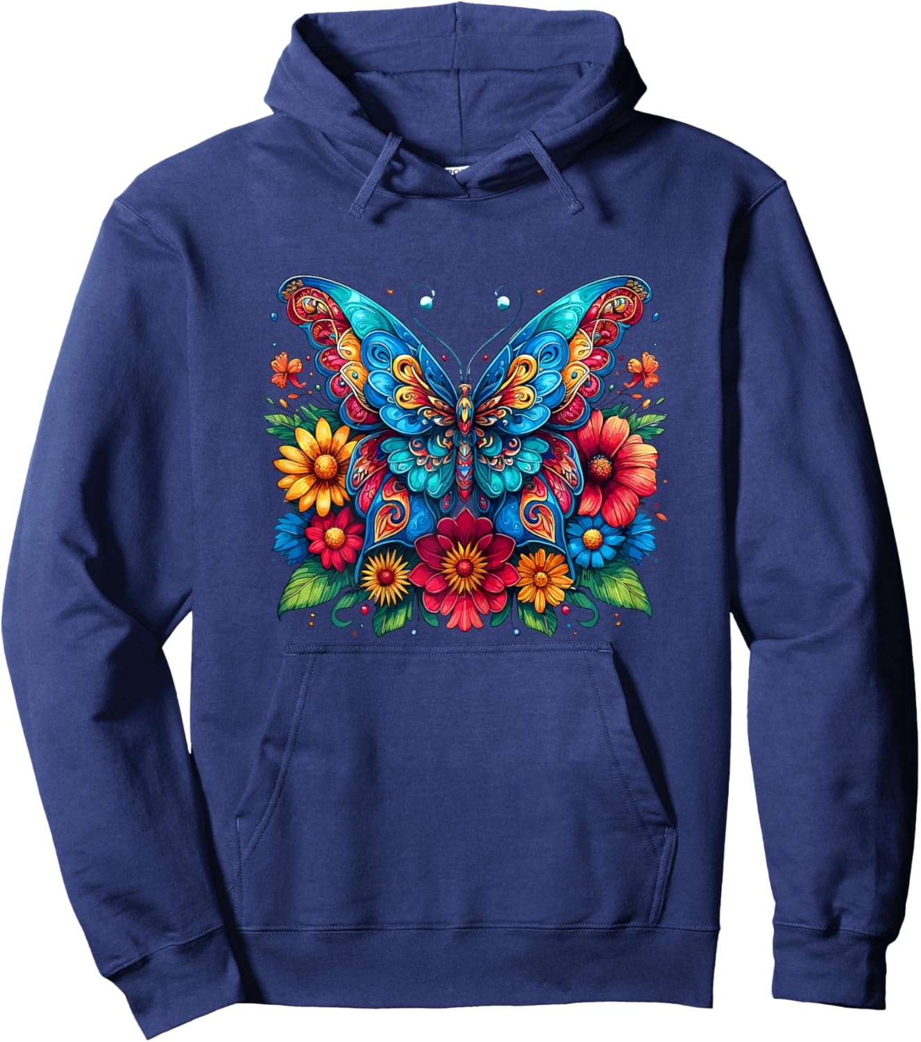 Butterfly Flowers Aesthetic Butterfly Hoodie - Hoodie | Navy