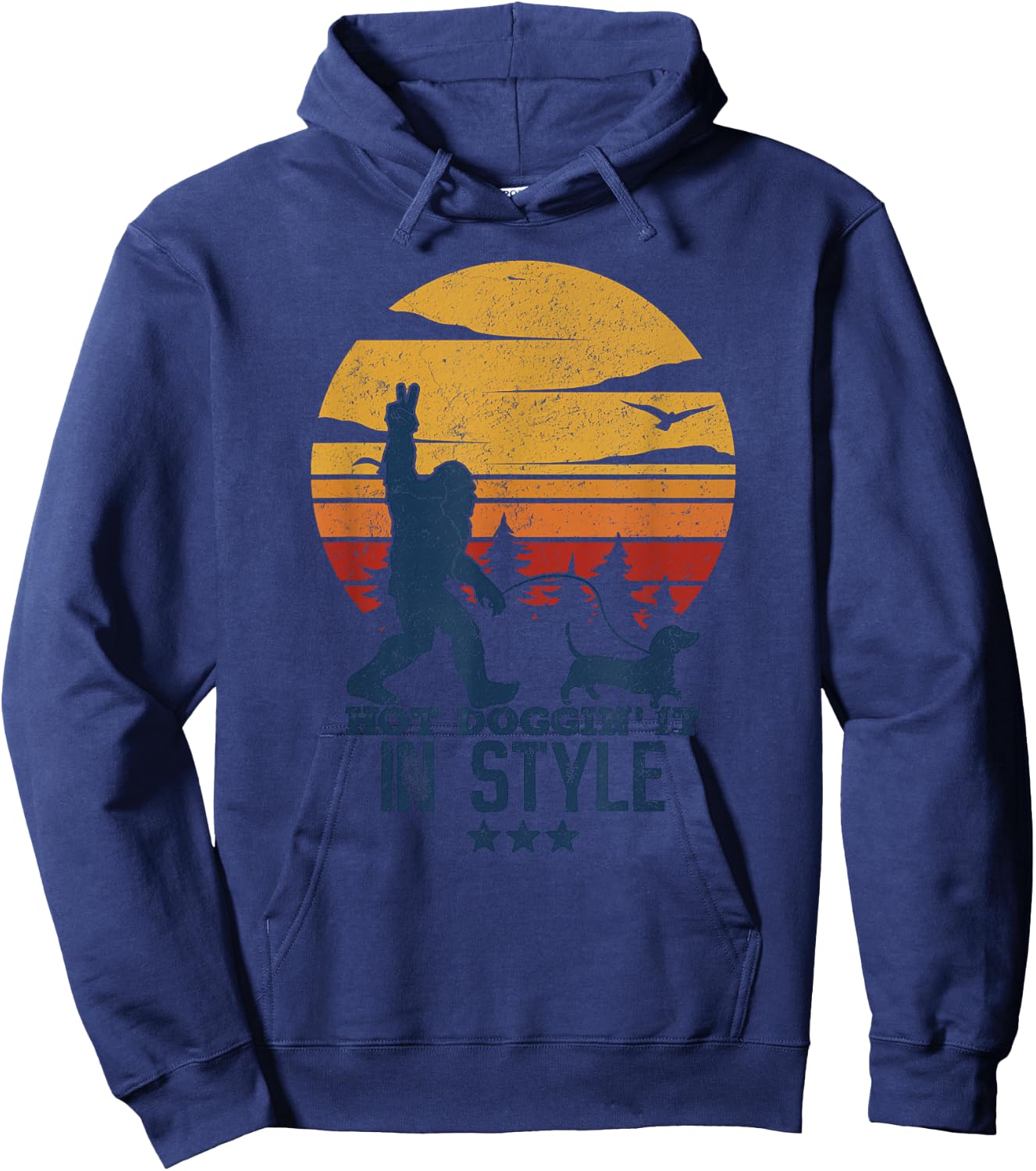 Funny Dachshund Weiner Dog In Style With BigFoot Wiener Joke Hoodie - Hoodie | Navy