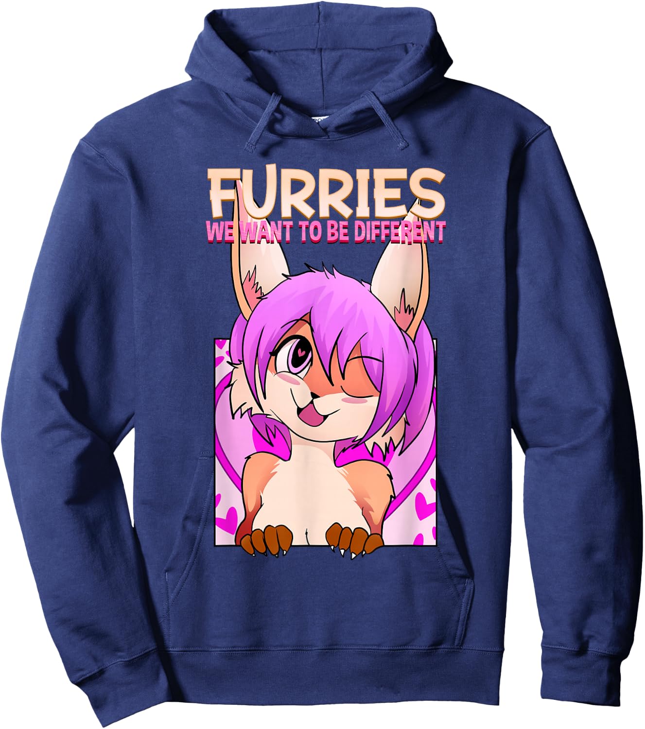 Furries We Want To Be Different I Cute Anime Furry Fandom Hoodie - Hoodie | Navy