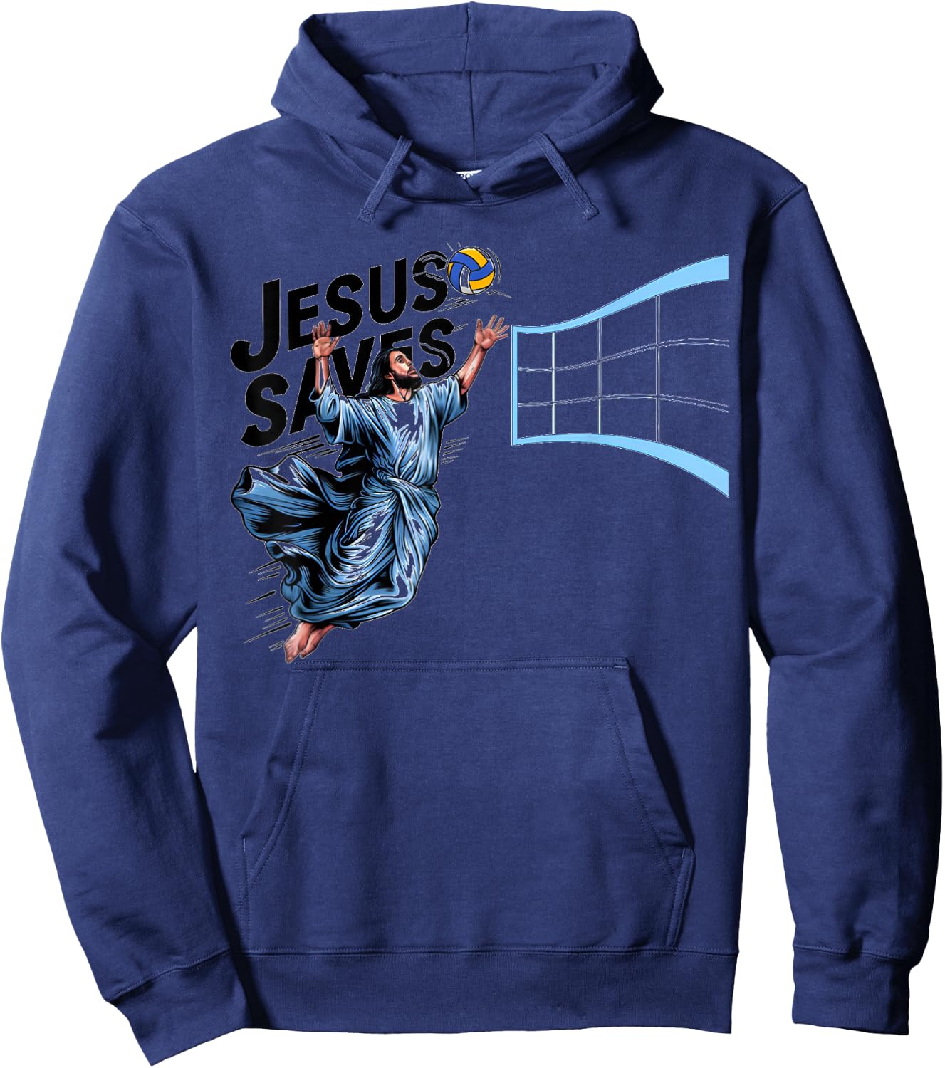Jesus Volleyball Saves Funny Christian Faith Believer Hoodie - Hoodie | Navy