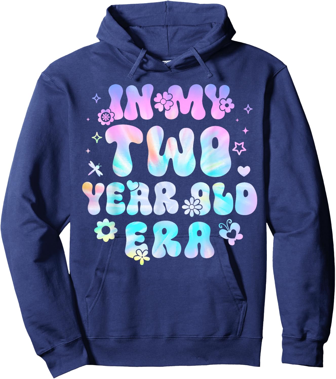 Groovy In My Two Year Old Era Girl 2nd Birthday 2 Yrs Old Hoodie - Hoodie | Navy