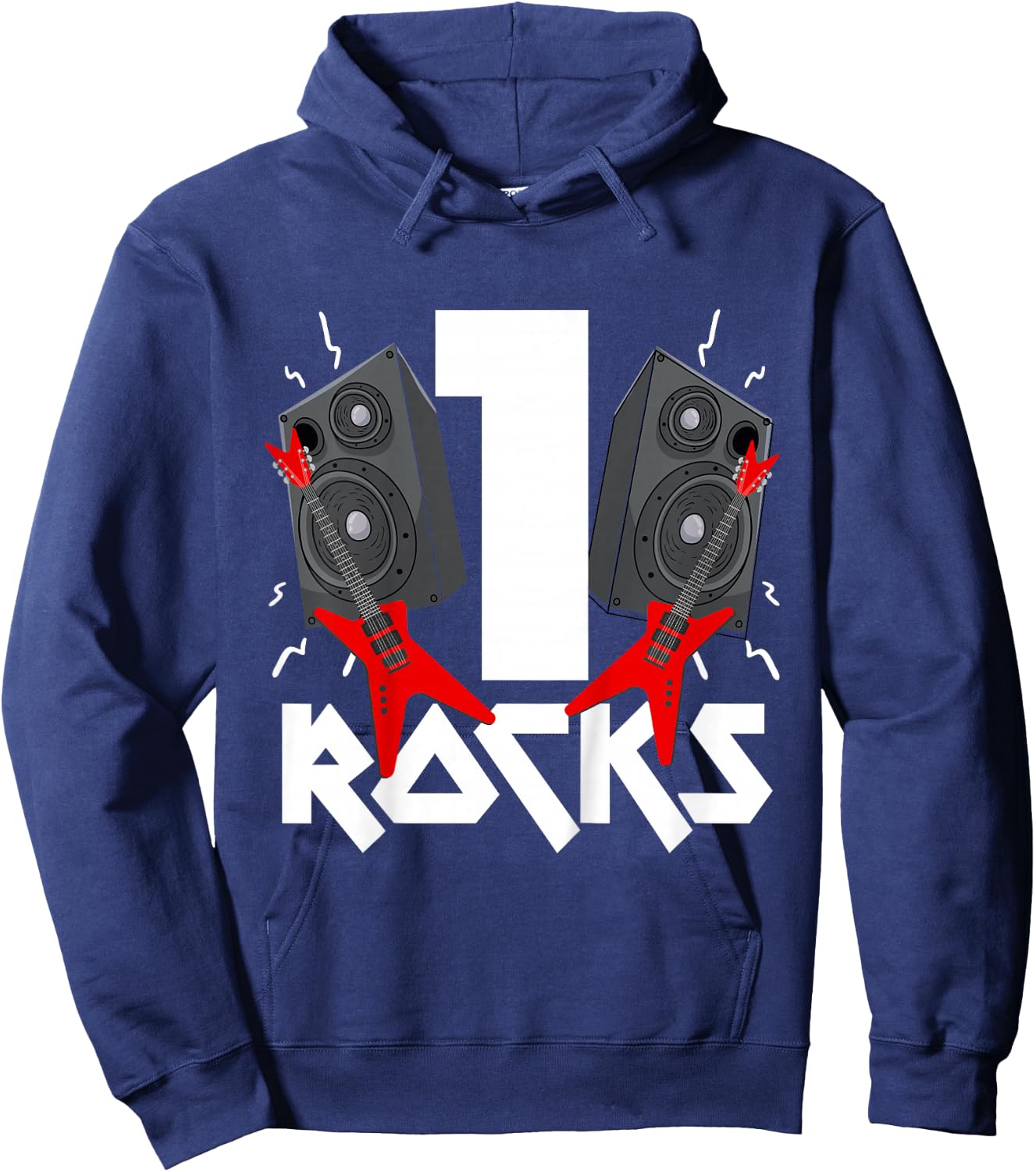 1 Rocks Birthday Party 1 Year Old Rock N Roll Star 1st Gift Hoodie - Hoodie | Navy
