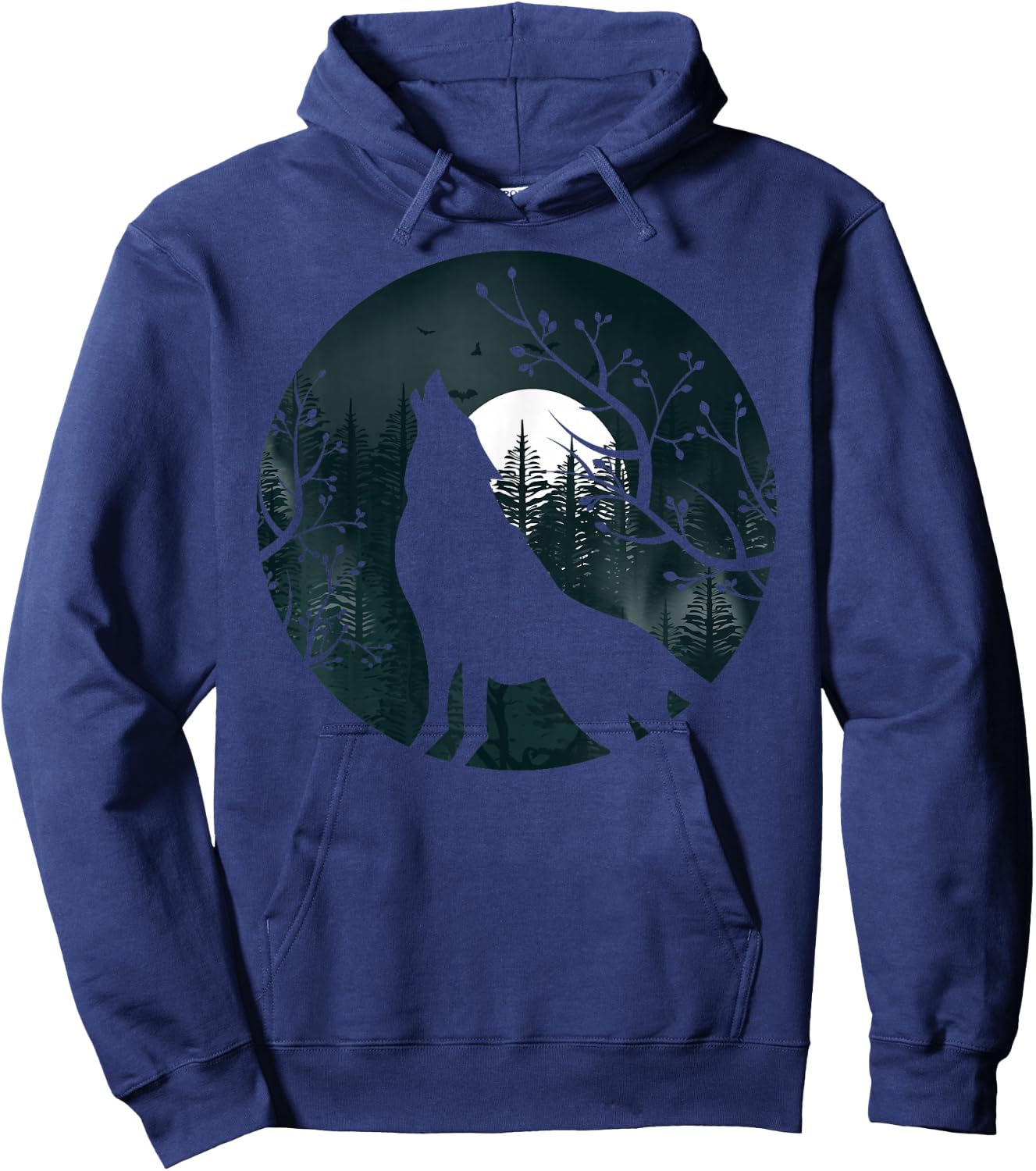 Wolf Howling at The Moon Wolf Silhouette Darkness Hoodie - Hoodie | Navy