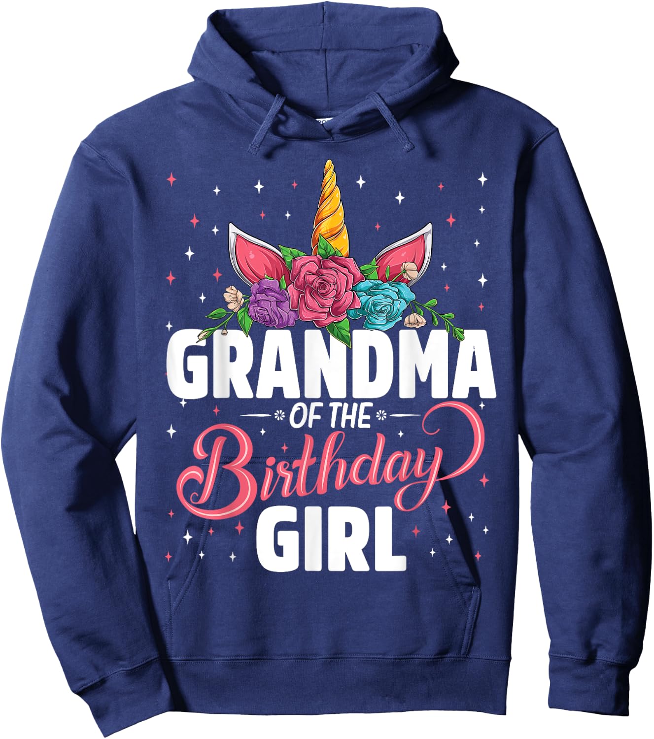 Grandma Of The Birthday Girl Unicorn Girls Family Matching Hoodie - Hoodie | Navy
