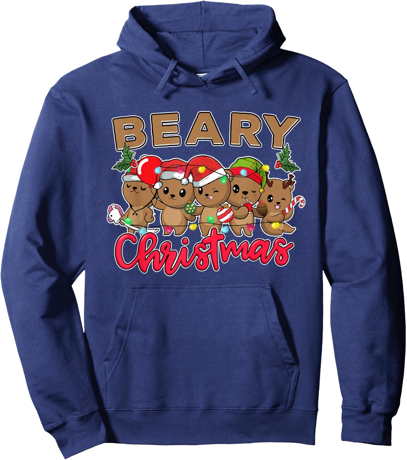 Beary Merry Christmas For Teddy Bear Lovers Funny Xmas Bear Hoodie - Hoodie | Navy