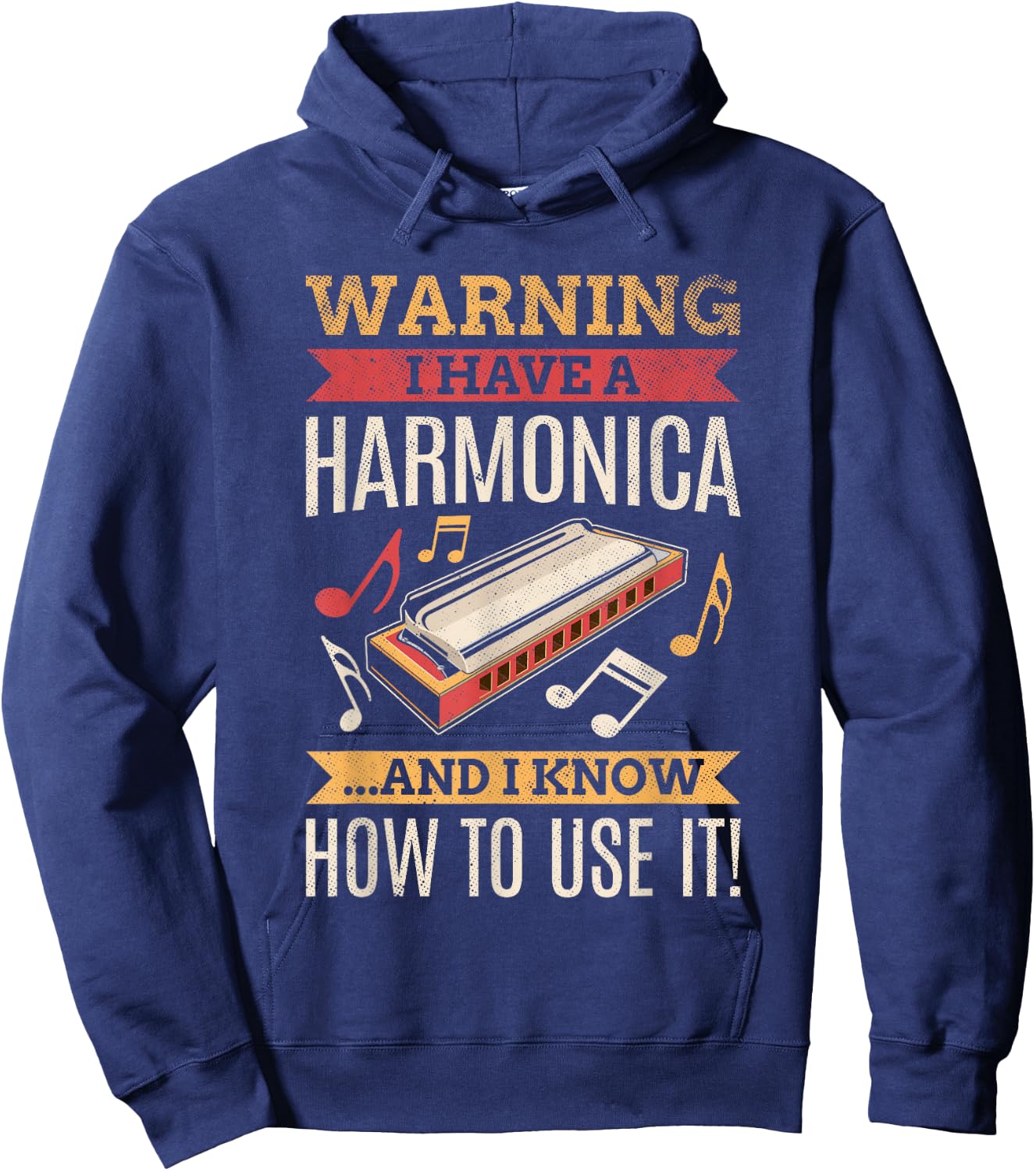 Harmonica Vintage Retro Harmonica Player Gift Hoodie - Hoodie | Navy