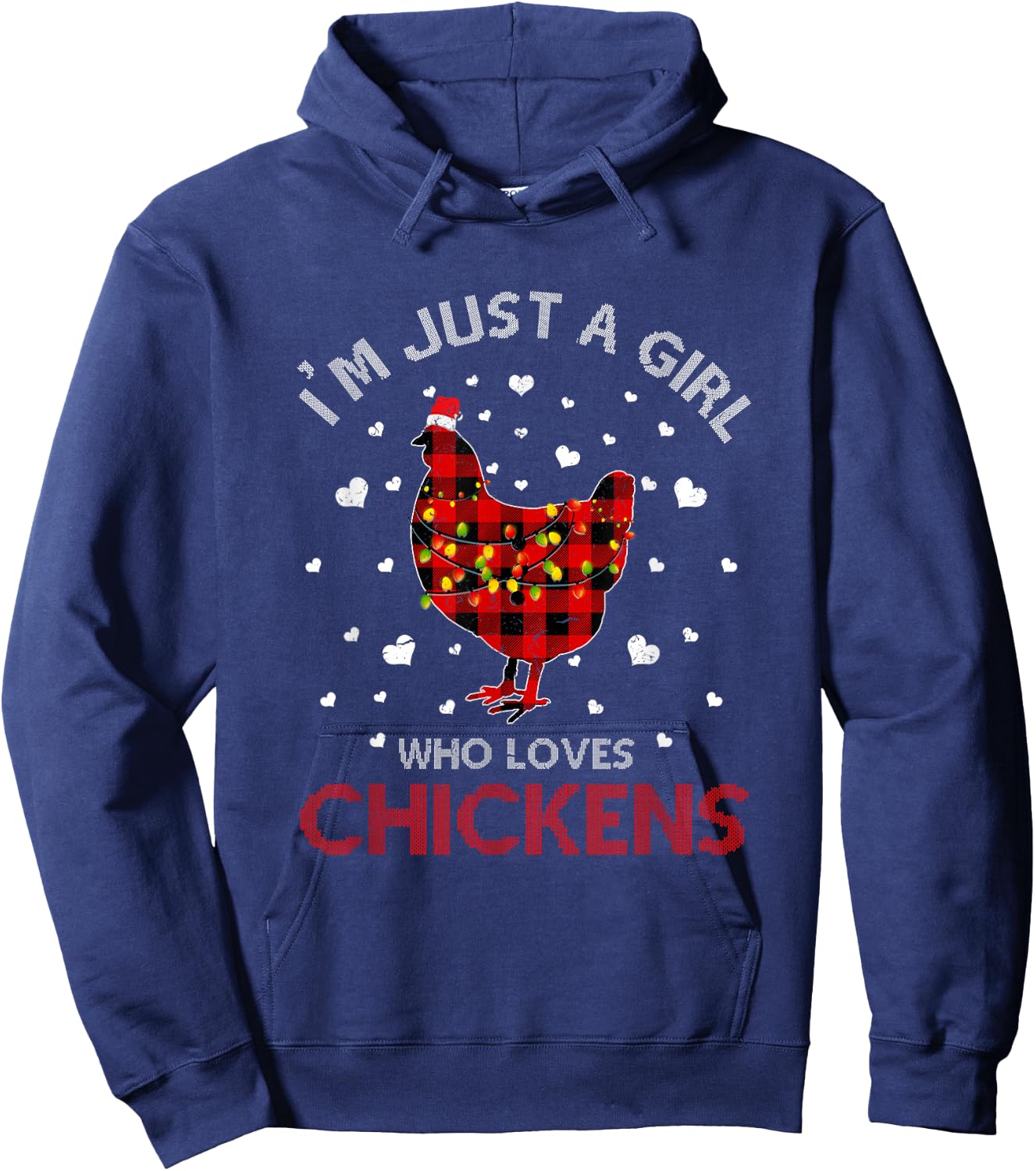 Just A Girl Who Loves Chicken Ugly Christmas Shirt Women Hoodie - Hoodie | Navy