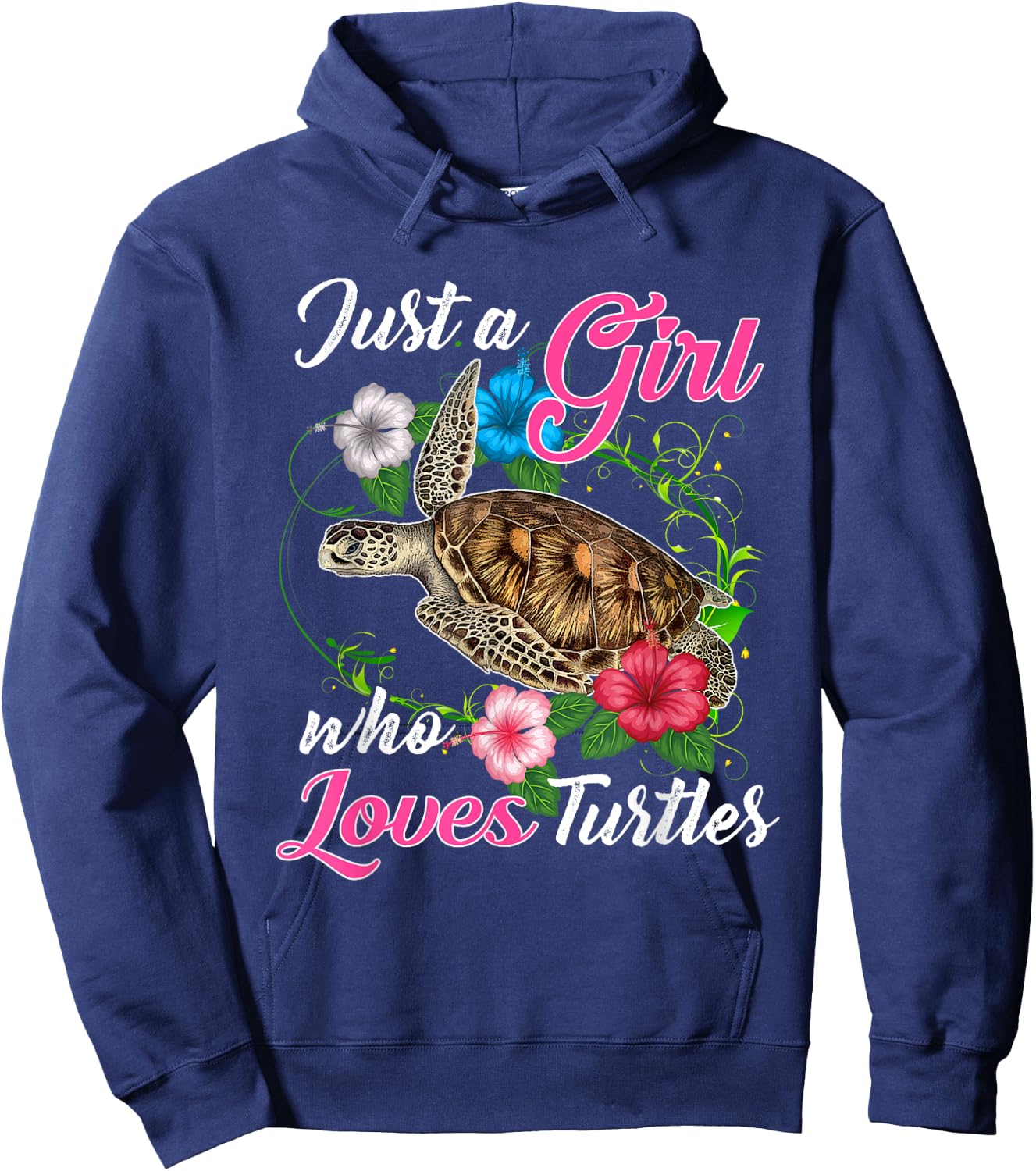 Fun Just a Girl Who Loves Turtles - Women and Girls Cute Hoodie - Hoodie | Navy