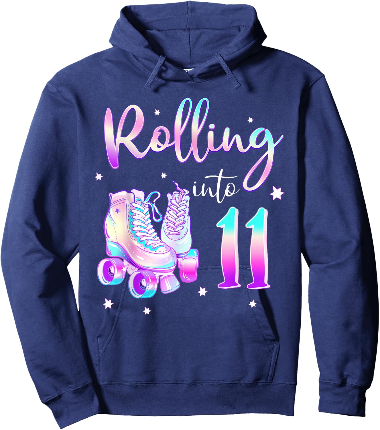 Kids 11 Years Old Birthday Girl Rolling Into 11th Bday Theme Hoodie - Hoodie | Navy