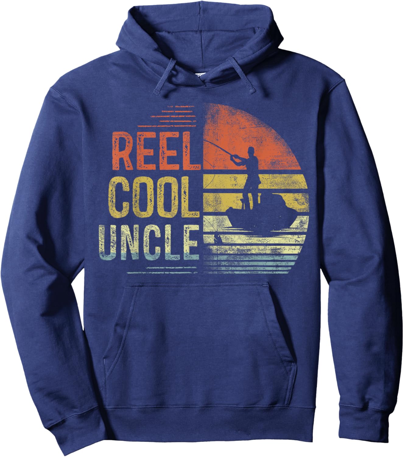 Reel Cool Uncle Fishing Gifts Uncle Birthday Vintage Hoodie - Hoodie | Navy