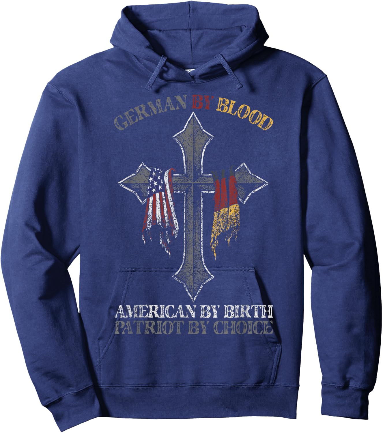 German By Blood America By Birth Cross Hoodie - Hoodie | Navy
