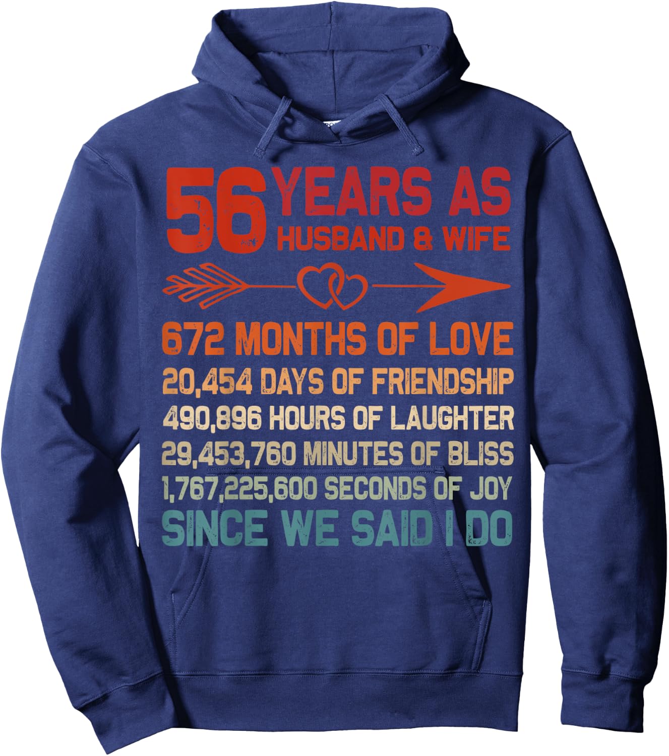 56 Years as Husband & Wife 56th Anniversary Gift Couple Hoodie - Hoodie | Navy