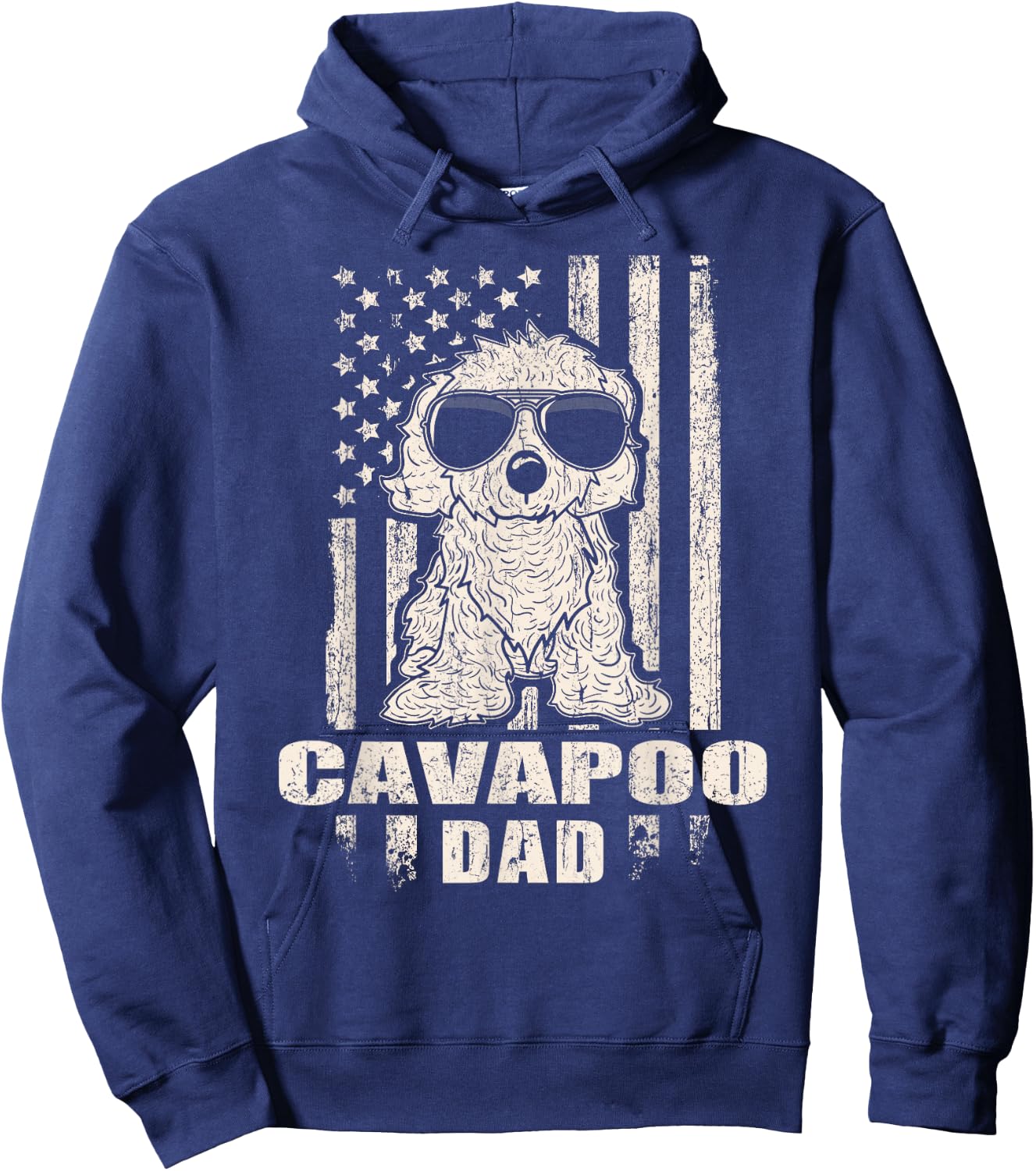 Cavapoo Dad Cool Vintage Retro Proud American Hoodie - Hoodie | Navy