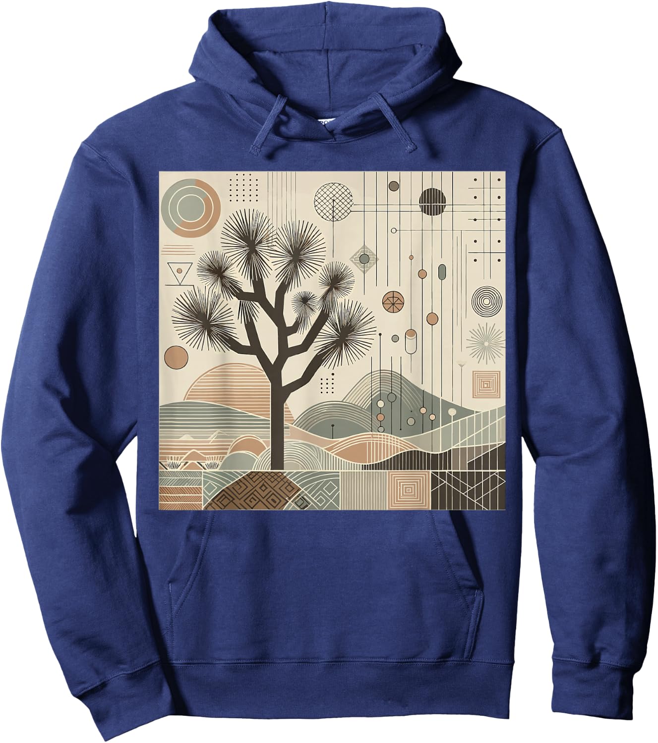 Joshua Tree National Park Line Art Vintage Hiking Camping Hoodie - Hoodie | Navy