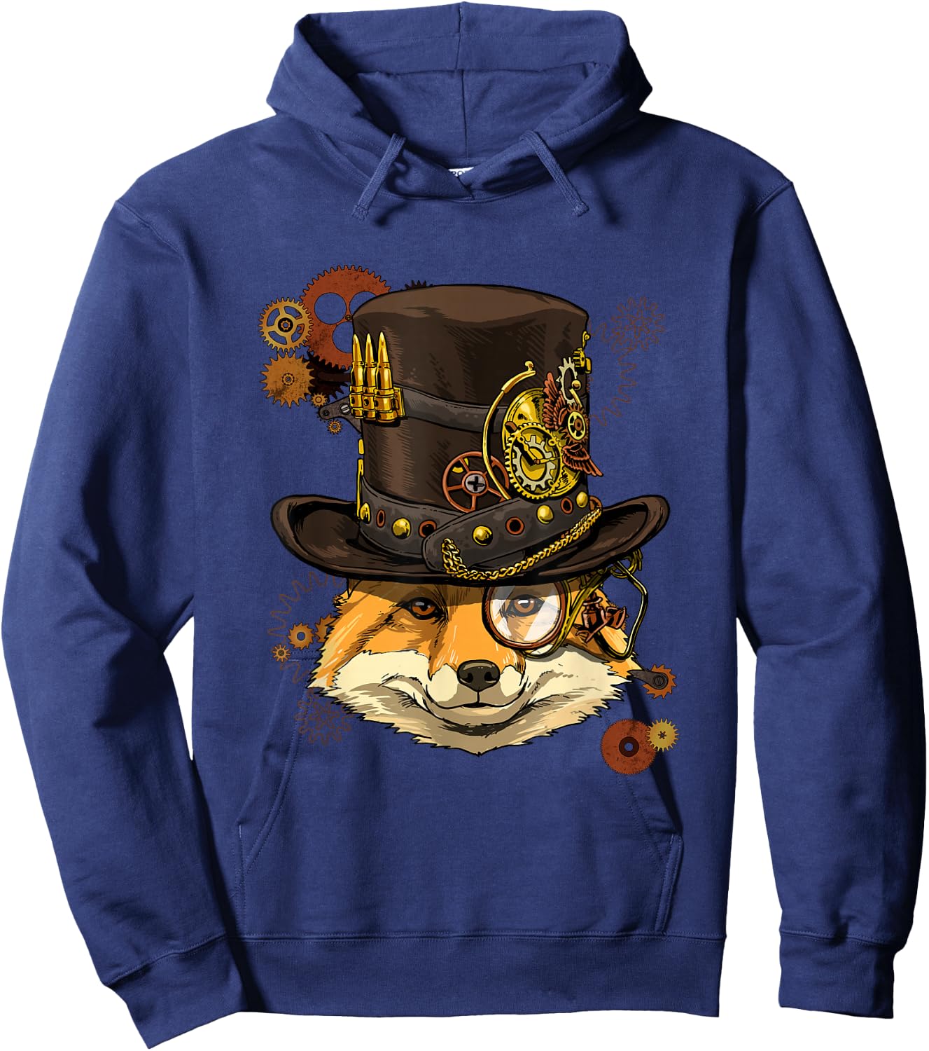 Fox Shirt Steampunk Gears Fox Animal Face Medieval Fox Lover Hoodie - Hoodie | Navy