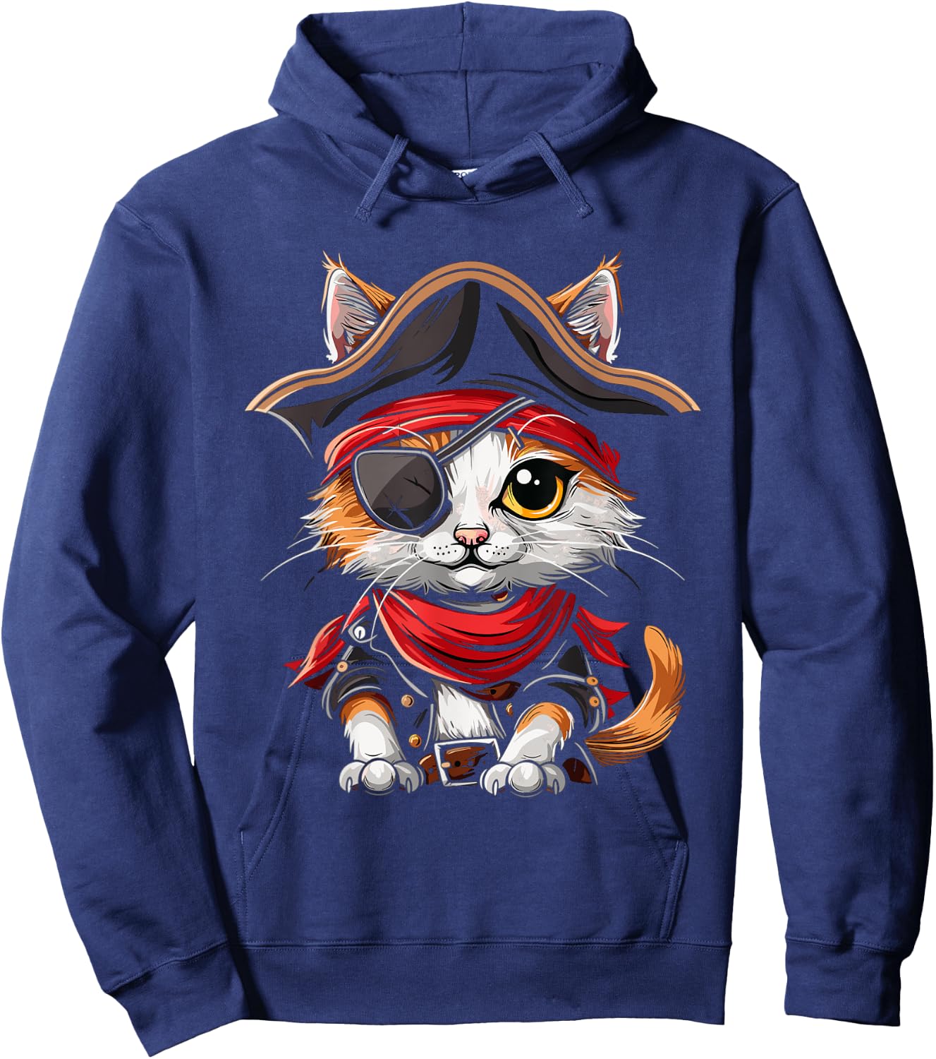 Pirate Cat Funny Halloween Kitten Hoodie - Hoodie | Navy