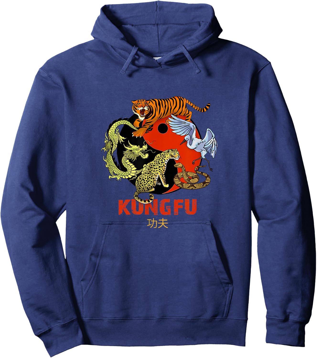Kung Fu - Five Animals Forms, Chinese Martial Arts Hoodie - Hoodie | Navy