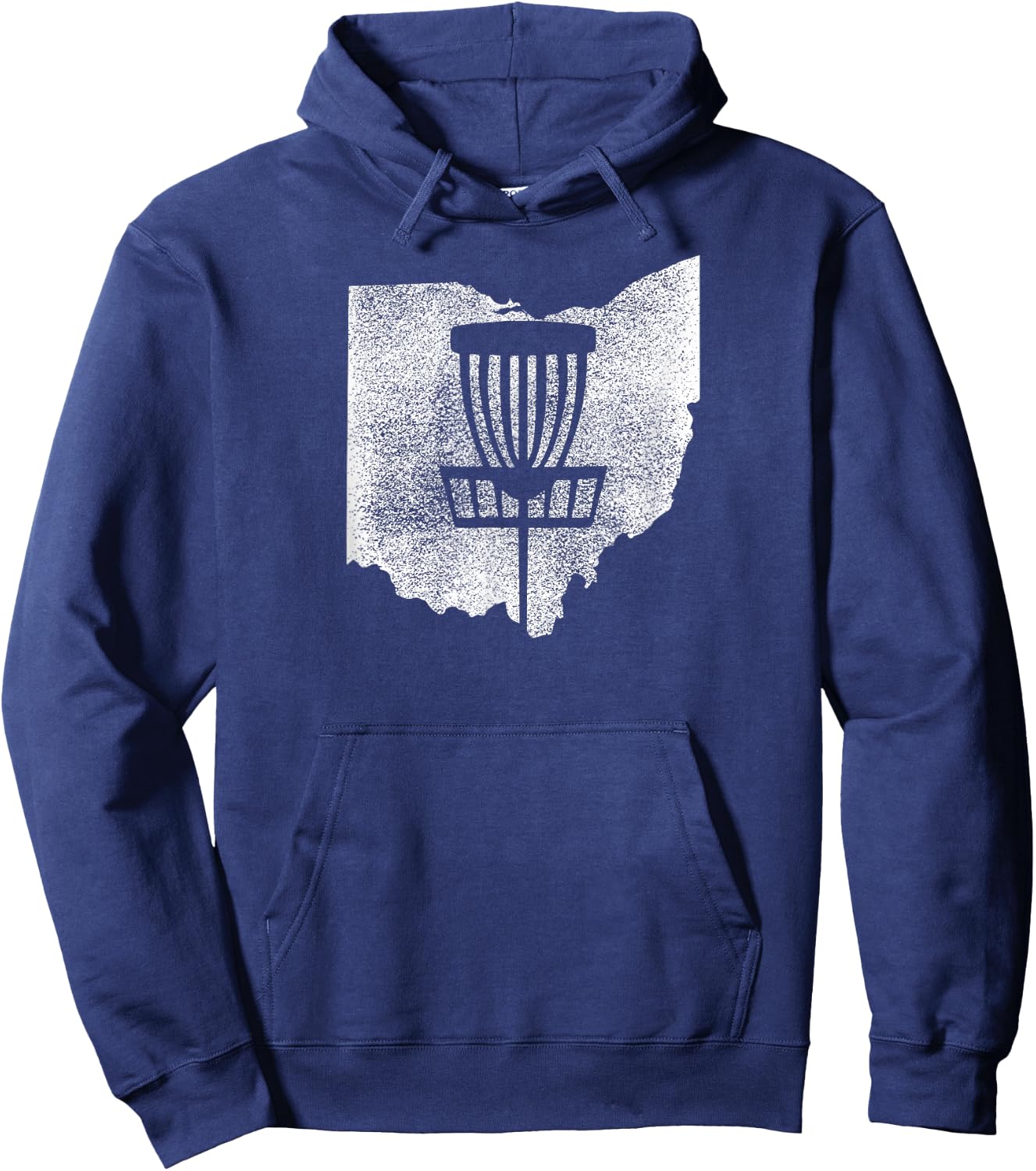 Ohio Disc Golf State with Basket Distressed Graphic Hoodie - Hoodie | Navy