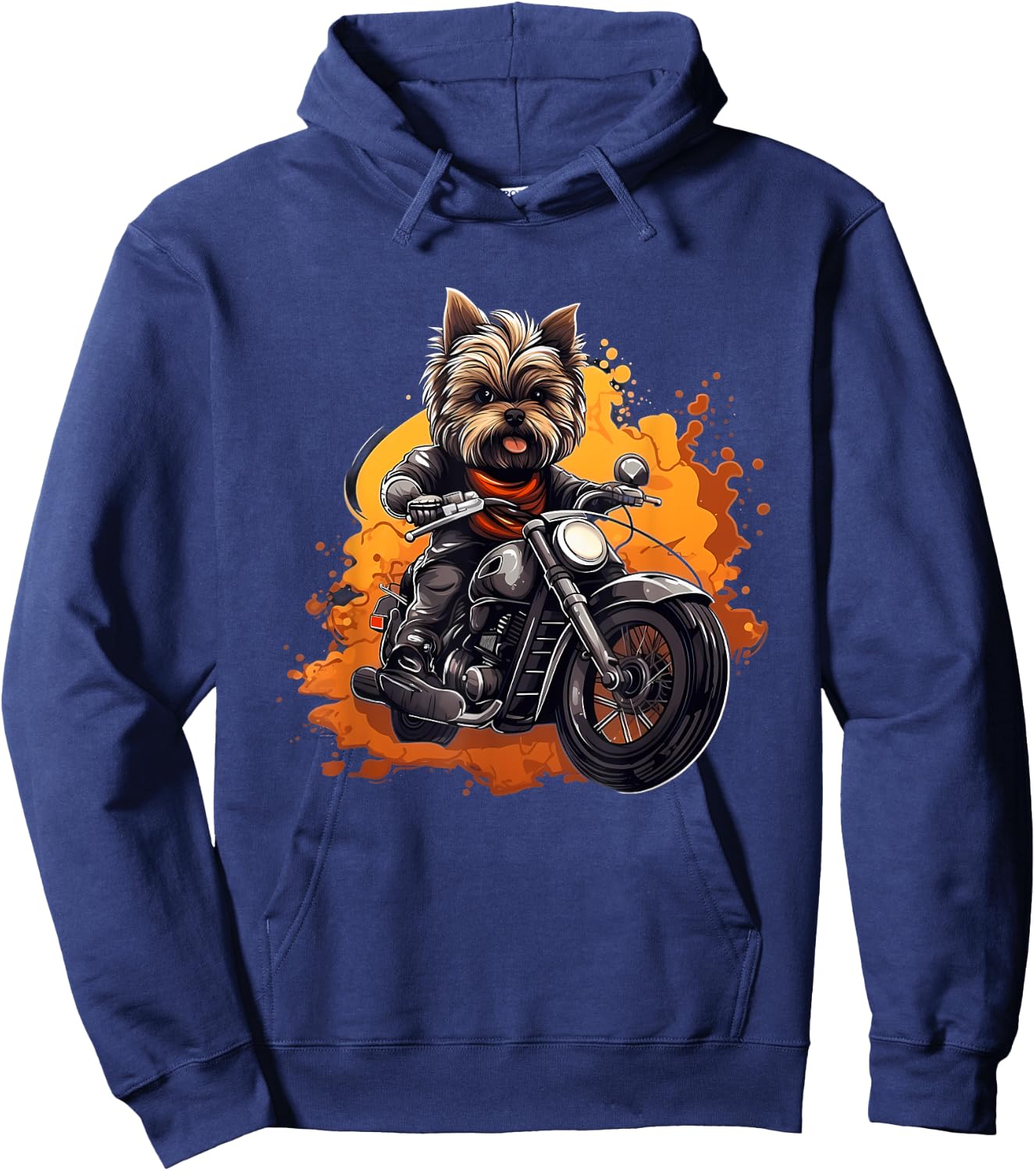 Biker Yorkie Dog Riding Motorcycle Hoodie - Hoodie | Navy