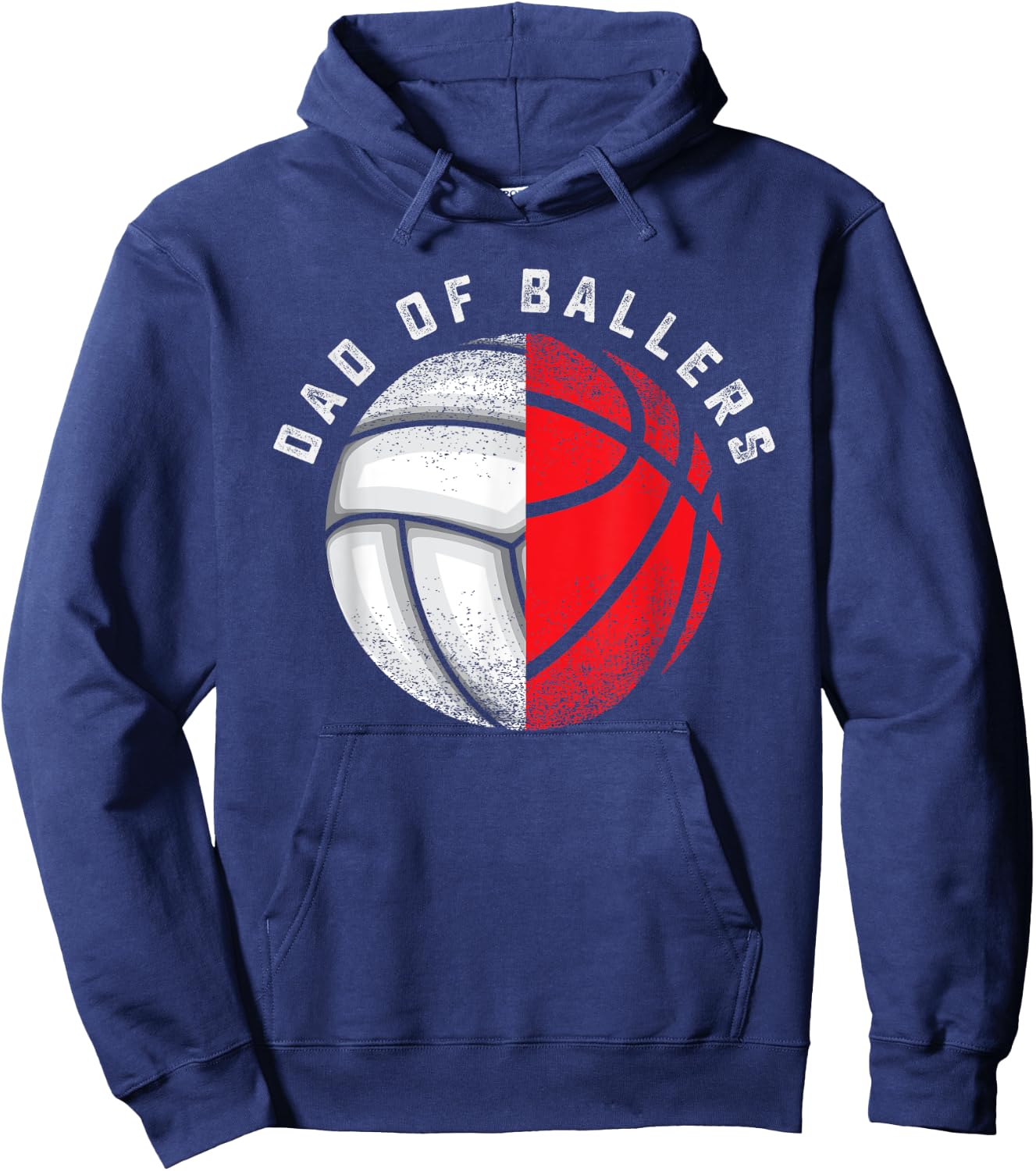 Dad Ballers Funny Volleyball Basketball Gift Son Daughter Hoodie - Hoodie | Navy