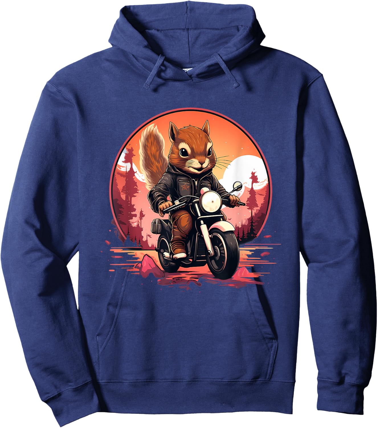 Biker Squirrel Riding Motorcycle Hoodie - Hoodie | Navy