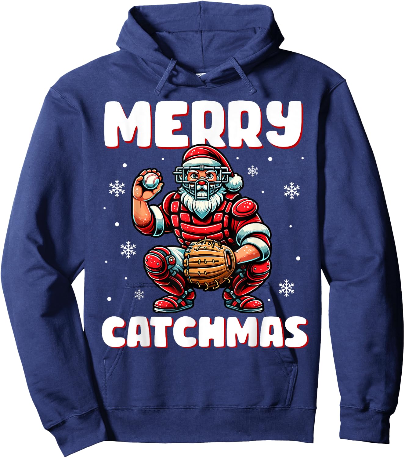 Merry Catchmas Santa Claus Baseball Catcher Xmas Christmas Hoodie - Hoodie | Navy