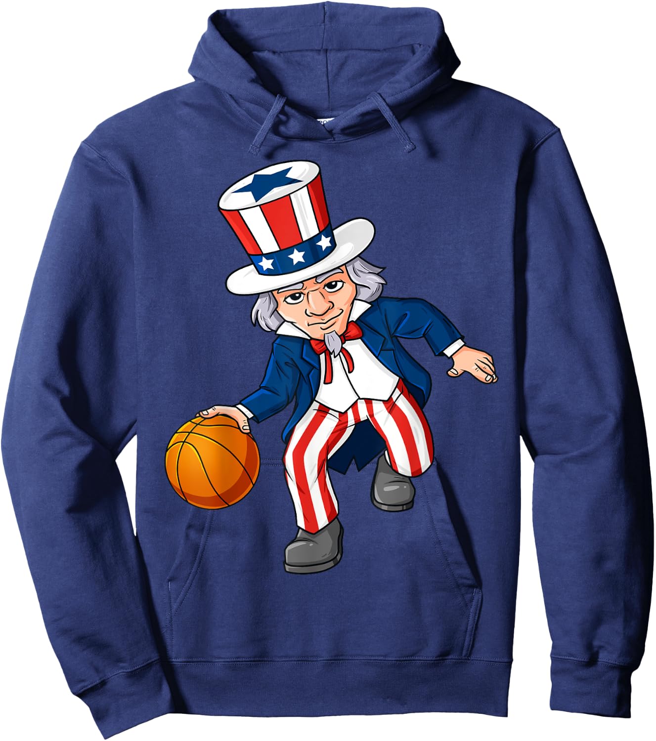 Basketball Uncle Sam 4th Of July Boys Kids Teens Dribble Hoodie - Hoodie | Navy