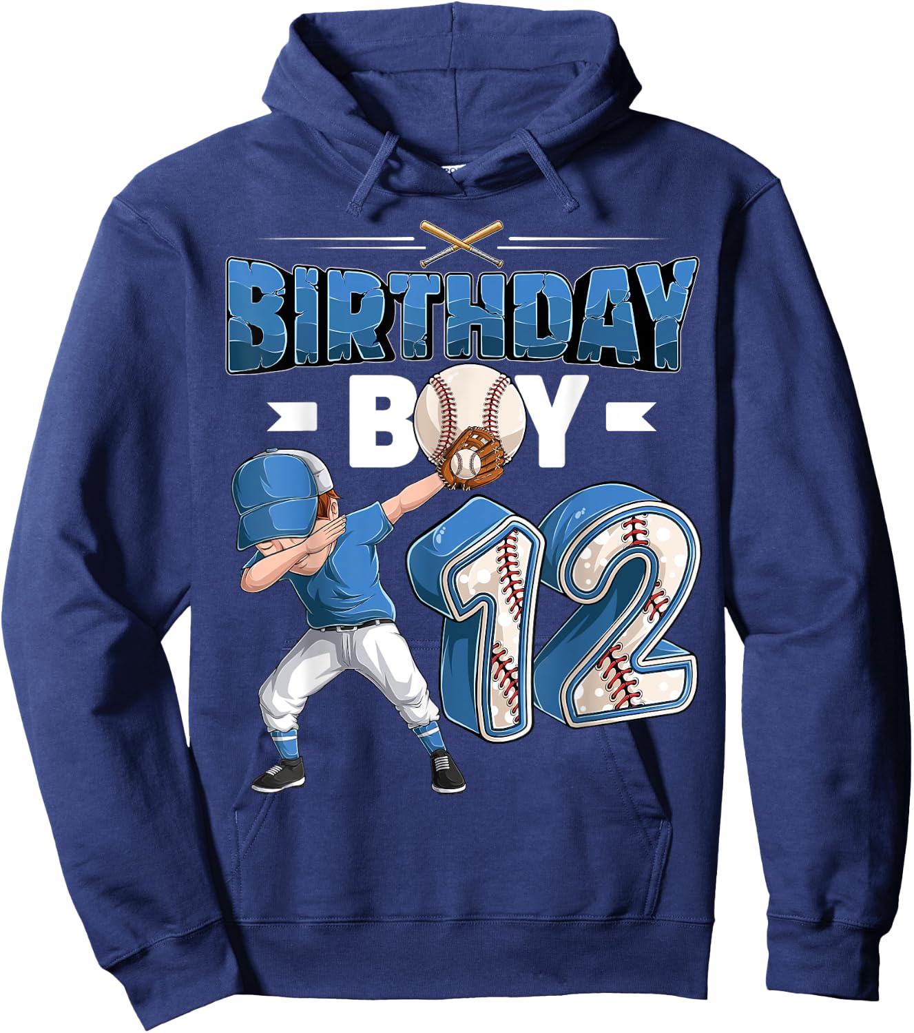 dabbing boy 12 year old Baseball Player 12th birthday party Hoodie - Hoodie | Navy
