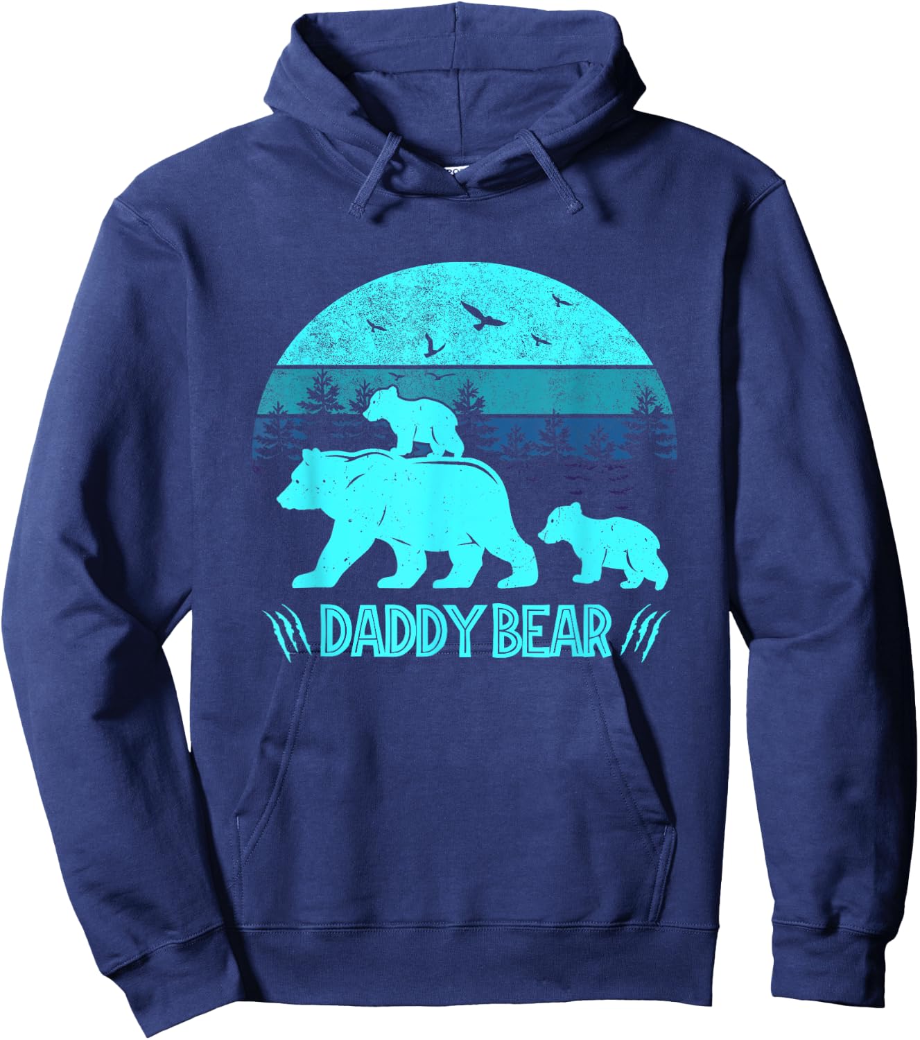 Daddy Bear 2 Cubs - Daddy Bear Twin - Dad 2 Kids Hoodie - Hoodie | Navy