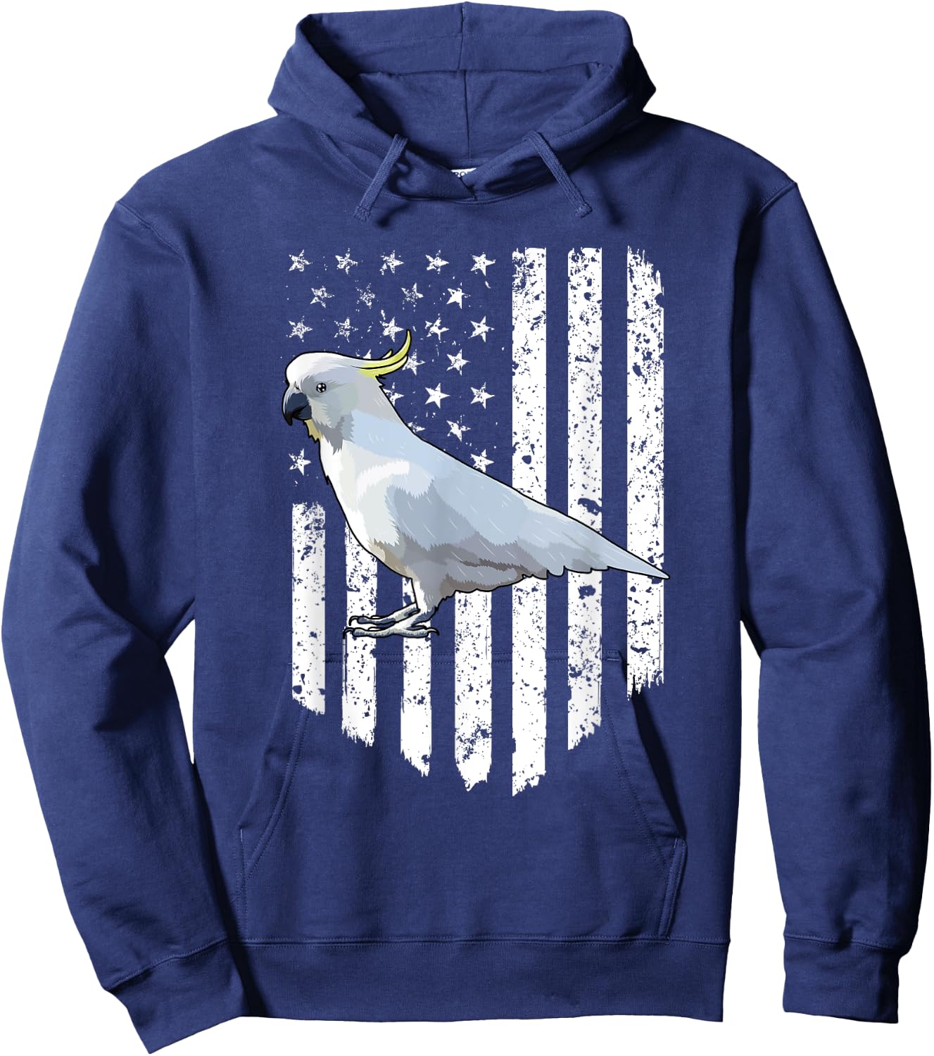 White American Flag Cockatoo Bird 4th Of July Hoodie - Hoodie | Navy