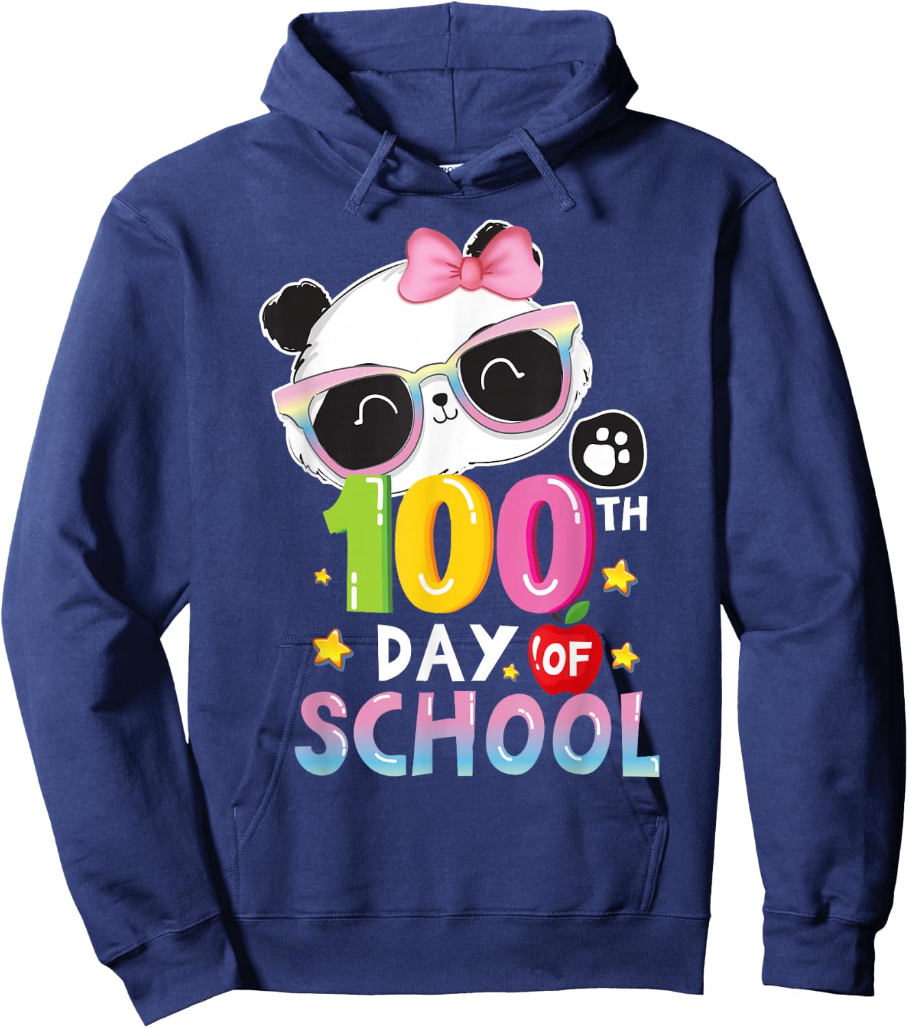 100th Day Of School Panda Virtual Learning Teacher Boy Girls Hoodie - Hoodie | Navy